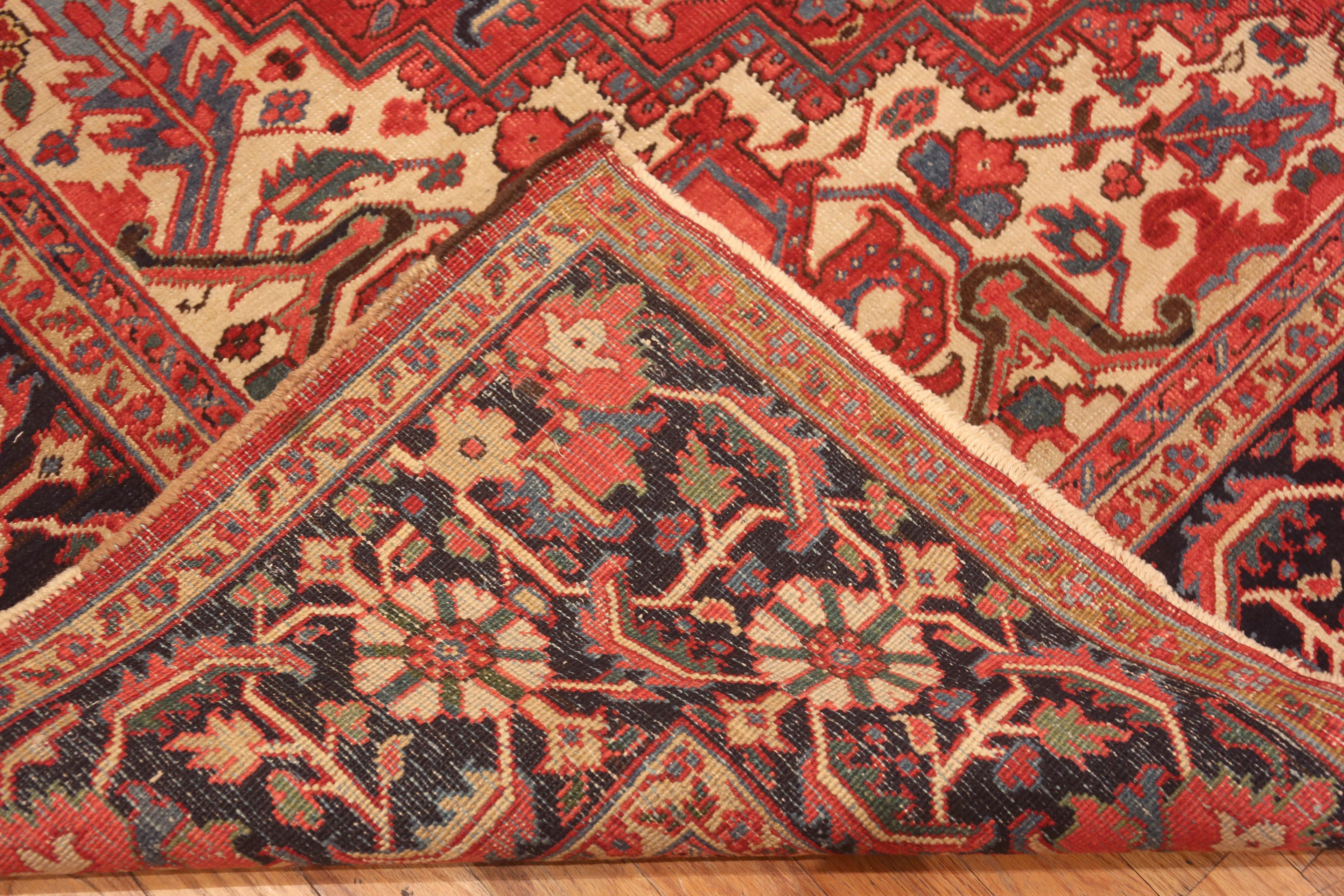 Heriz Serapi Extremely Impressive Antique Red Medallion Persian Heriz Rug 8'9