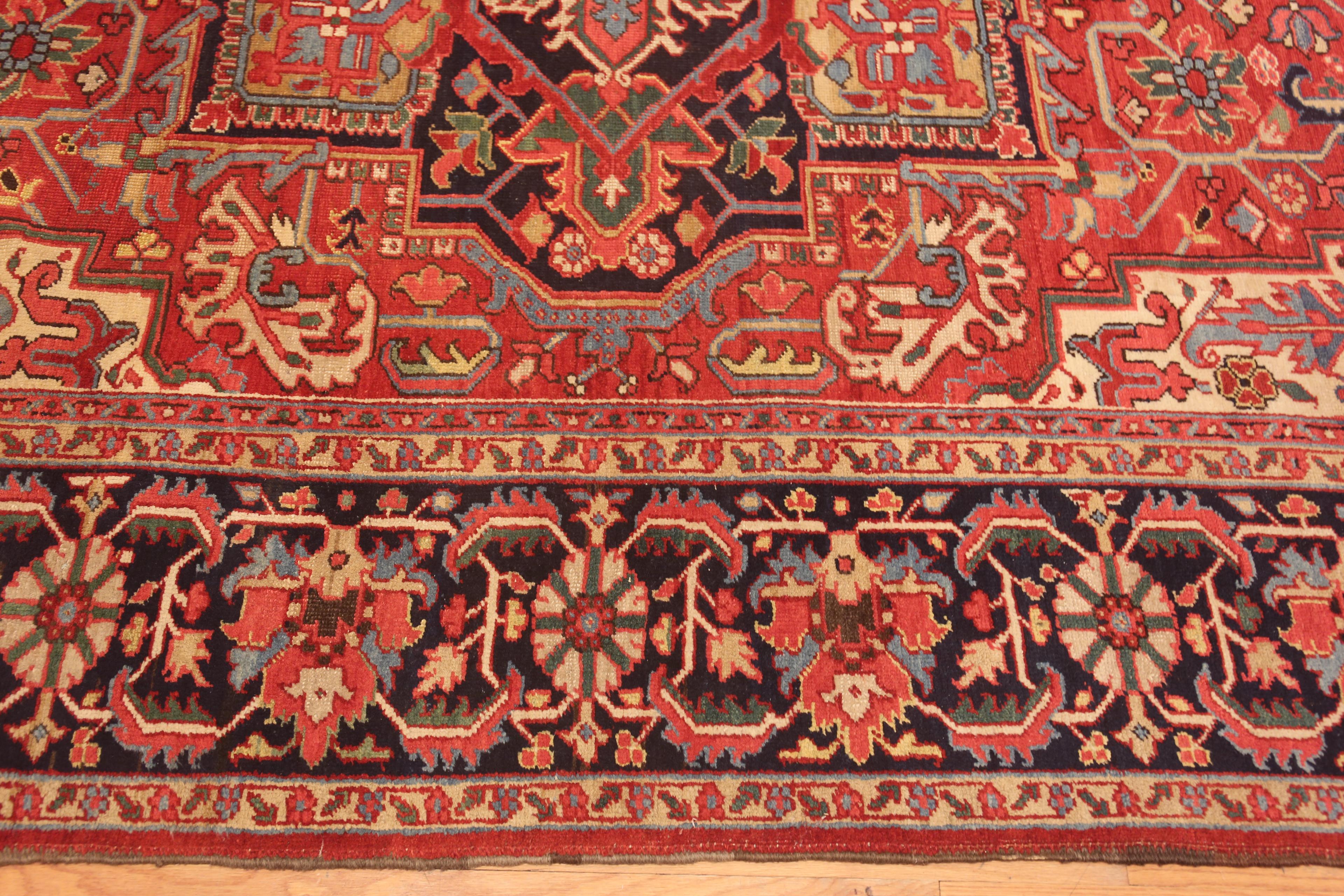 Extremely Impressive Antique Red Medallion Persian Heriz Rug 8'9