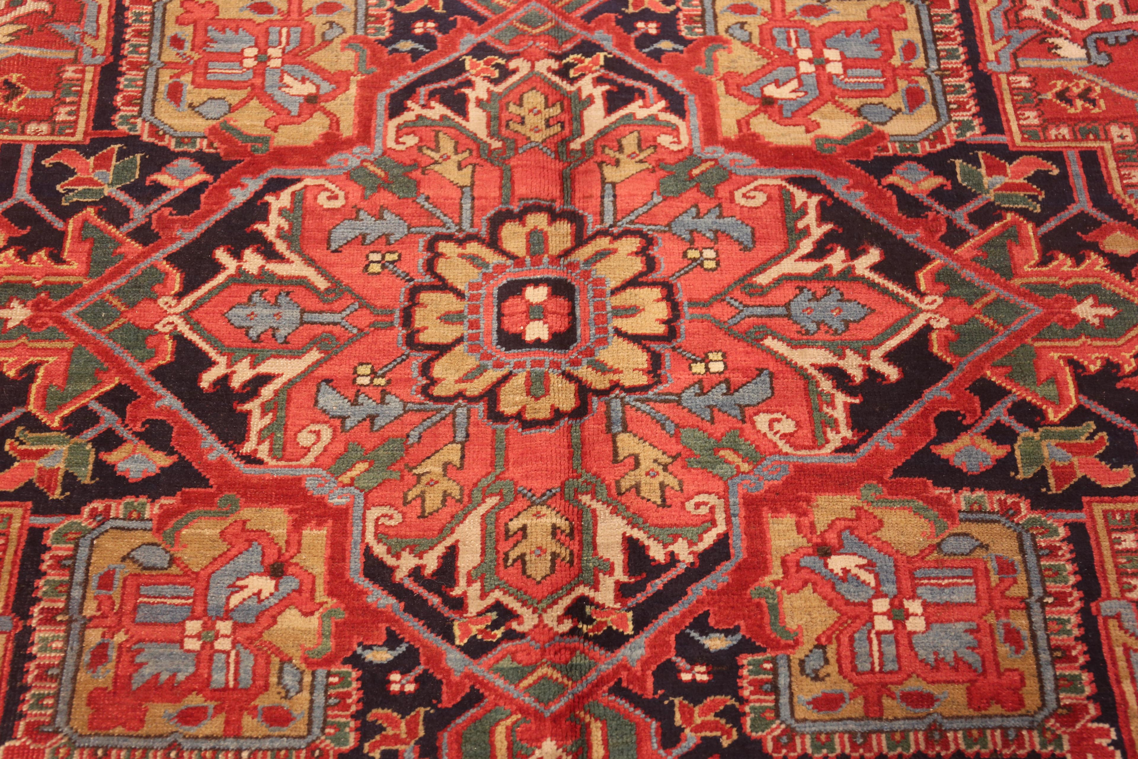 20th Century Extremely Impressive Antique Red Medallion Persian Heriz Rug 8'9