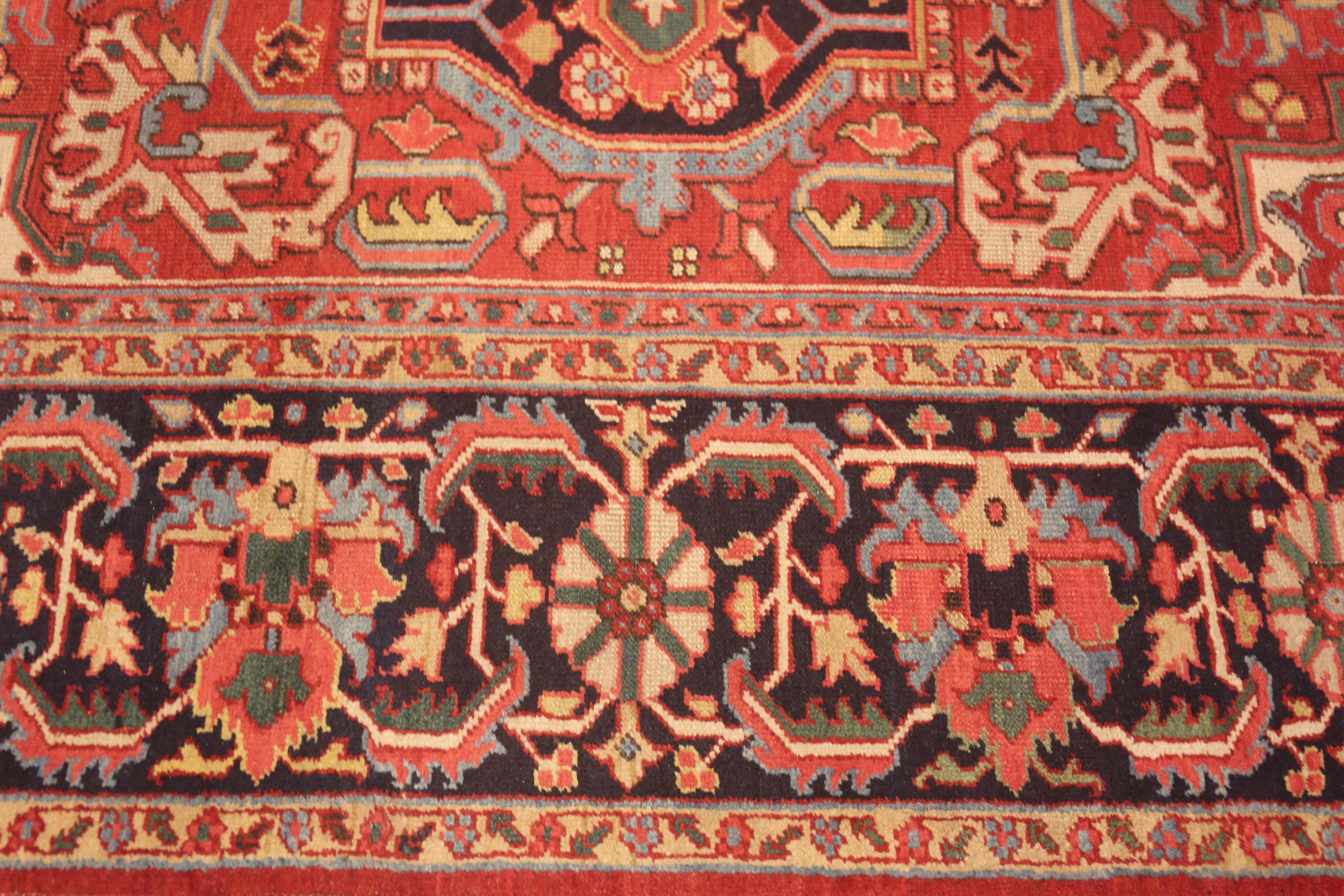 Extremely Impressive Antique Red Medallion Persian Heriz Rug 8'9