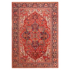 Tappeto Heriz persiano con medaglione rosso antico estremamente impressionante 8'9" x 12'1"