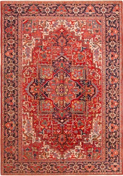 Extremely Impressive Antique Red Medallion Persian Heriz Rug 8'9" x 12'1"