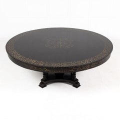 Extremely Large 6' 7" Anglo-Indian Ebonised Hardwood Centre Table