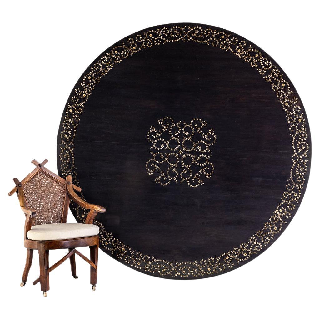 Extremely Large 6' 7" Anglo-Indian Ebonised Hardwood Centre Table For Sale