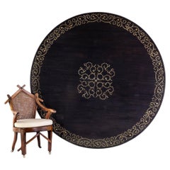 Extremely Large 6' 7" Anglo-Indian Ebonised Hardwood Centre Table