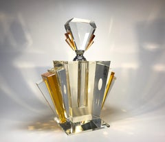 Extremely Large and Exquisite, Art Deco Amber Crystal Perfume Bottle Decanter