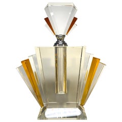 Vintage Extremely Large and Exquisite, Art Deco Amber Crystal Perfume Bottle Decanter