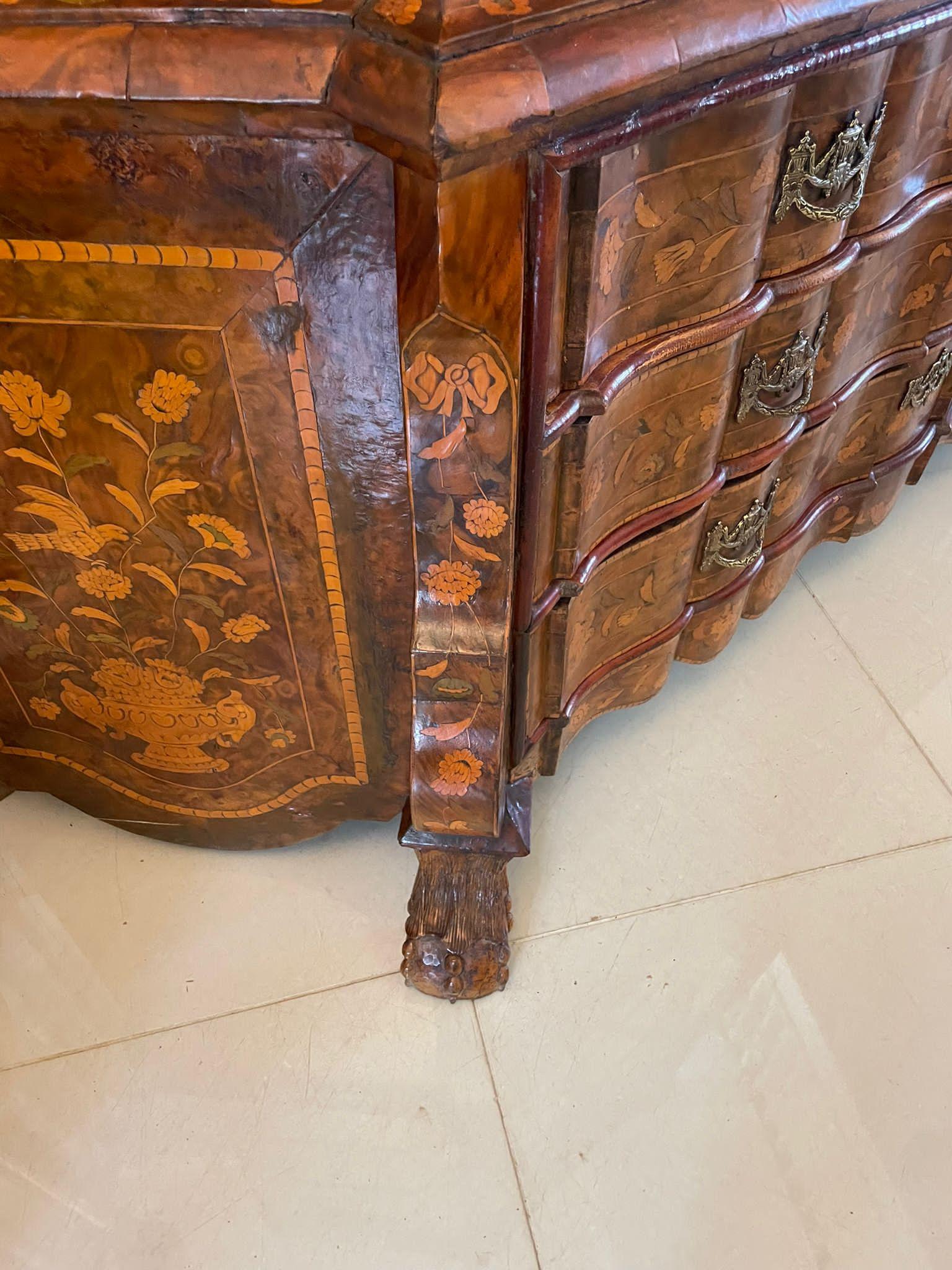Extremely Large Antique Burr Walnut Floral Marquetry Inlaid Display Cabinet For Sale 8