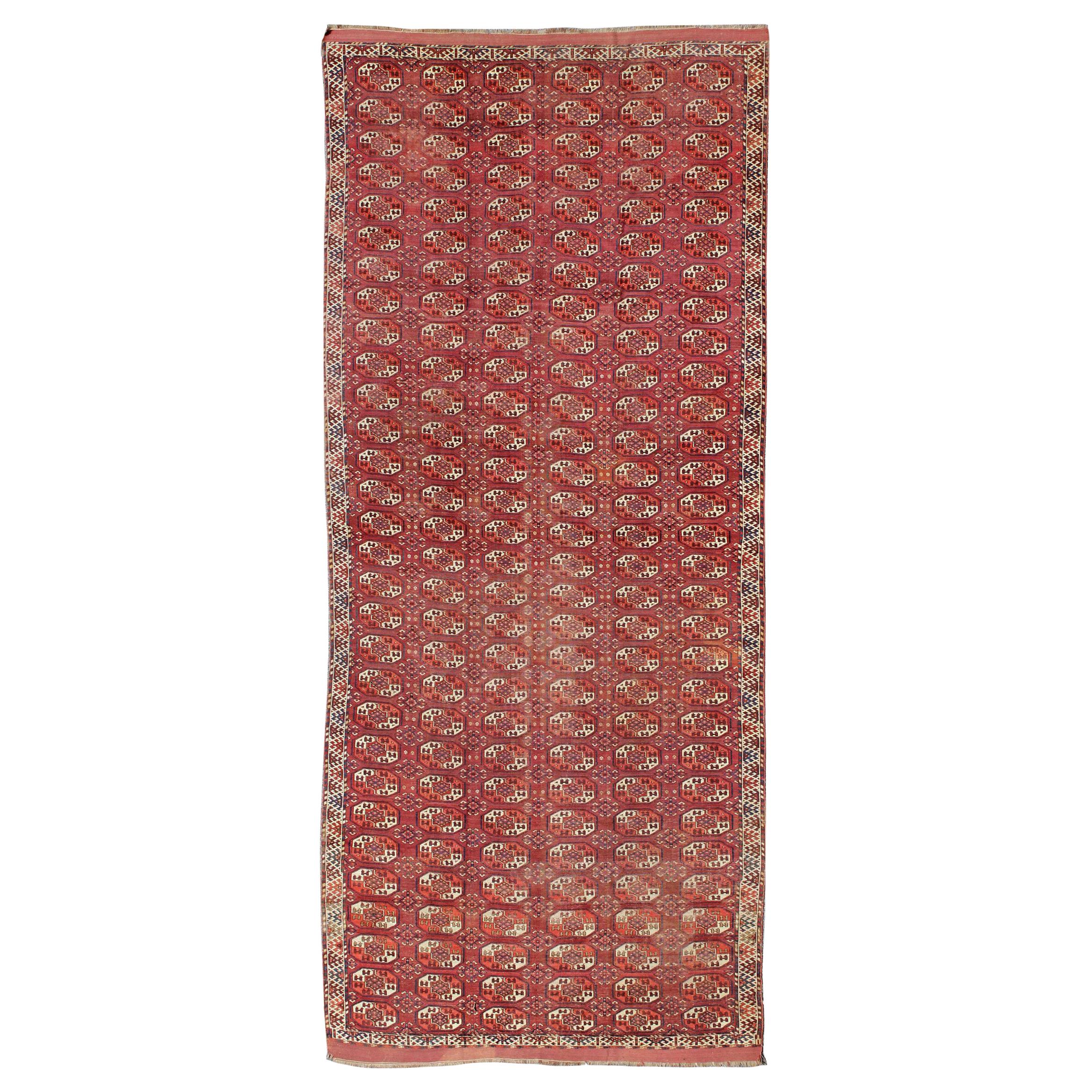 Extremely Large Antique Tekke Rug with Red Field and Repeating Medallion Design