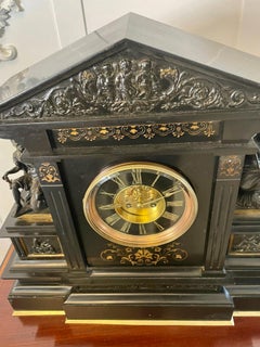 Extremely Large Antique Victorian Quality Marble and Bronze Mantle Clock