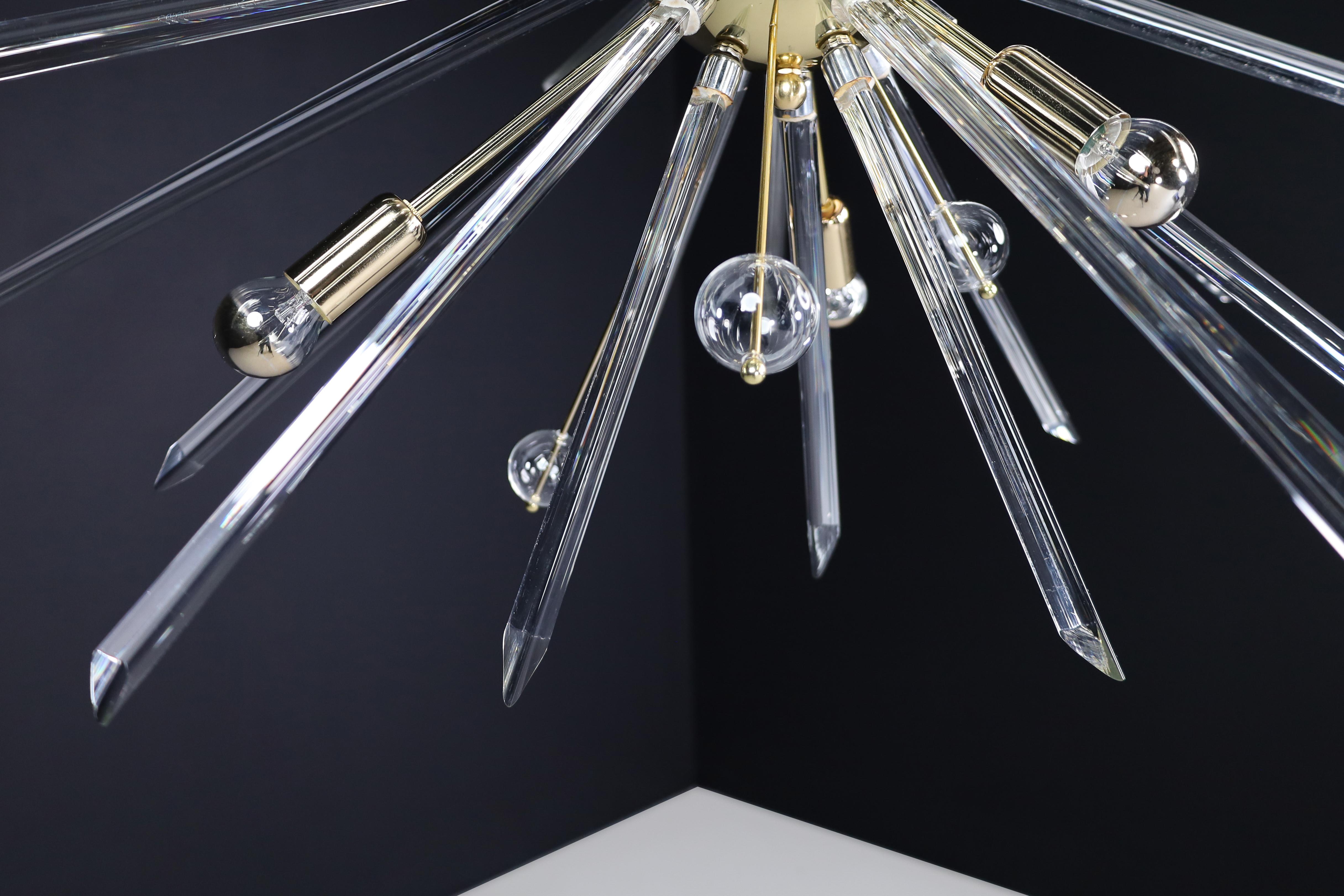  Extremely Large Brass Sputnik Chandelier Designed in the Czech Republic 1960s For Sale 6