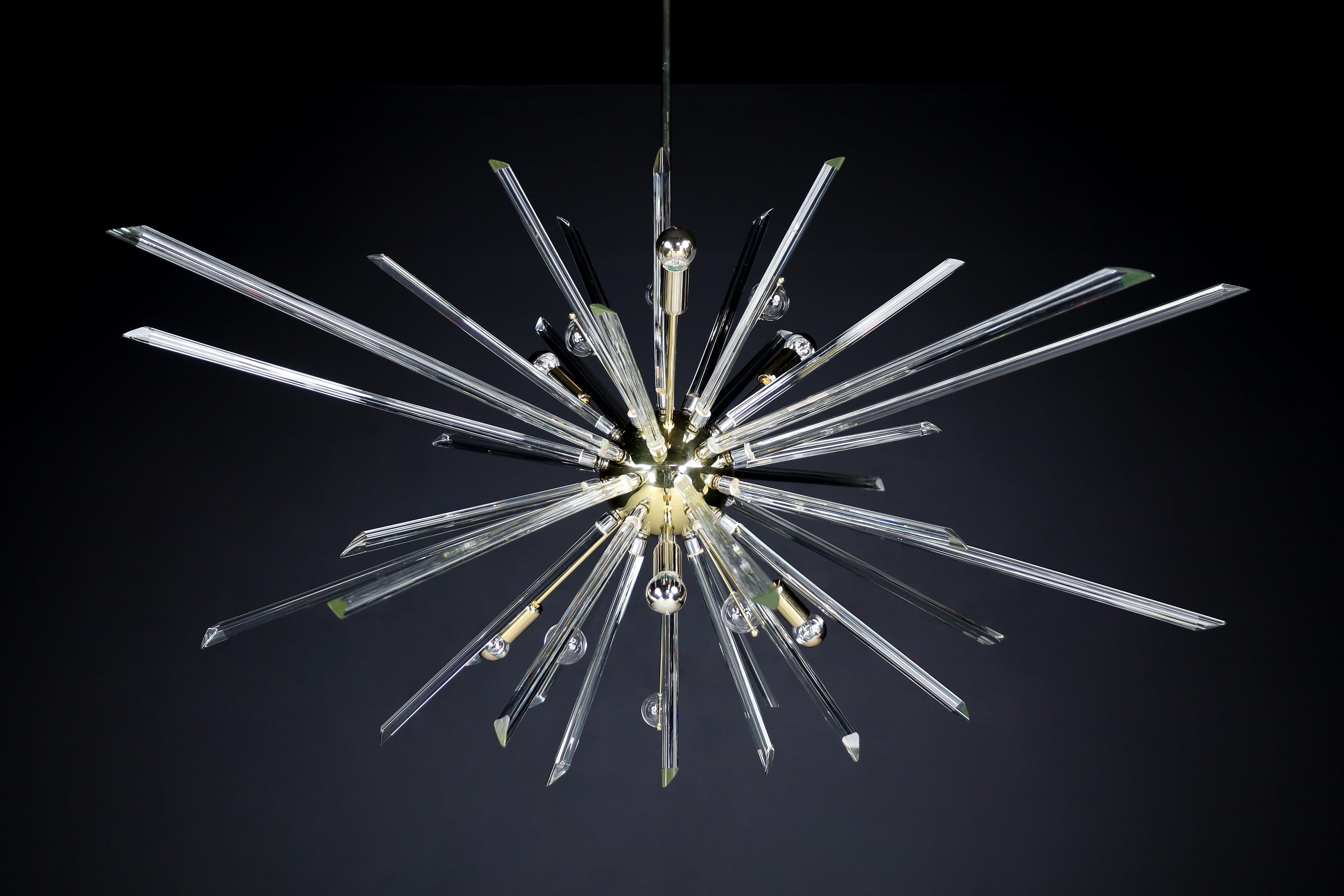  Extremely Large Brass Sputnik Chandelier Designed in the Czech Republic 1960s For Sale 10