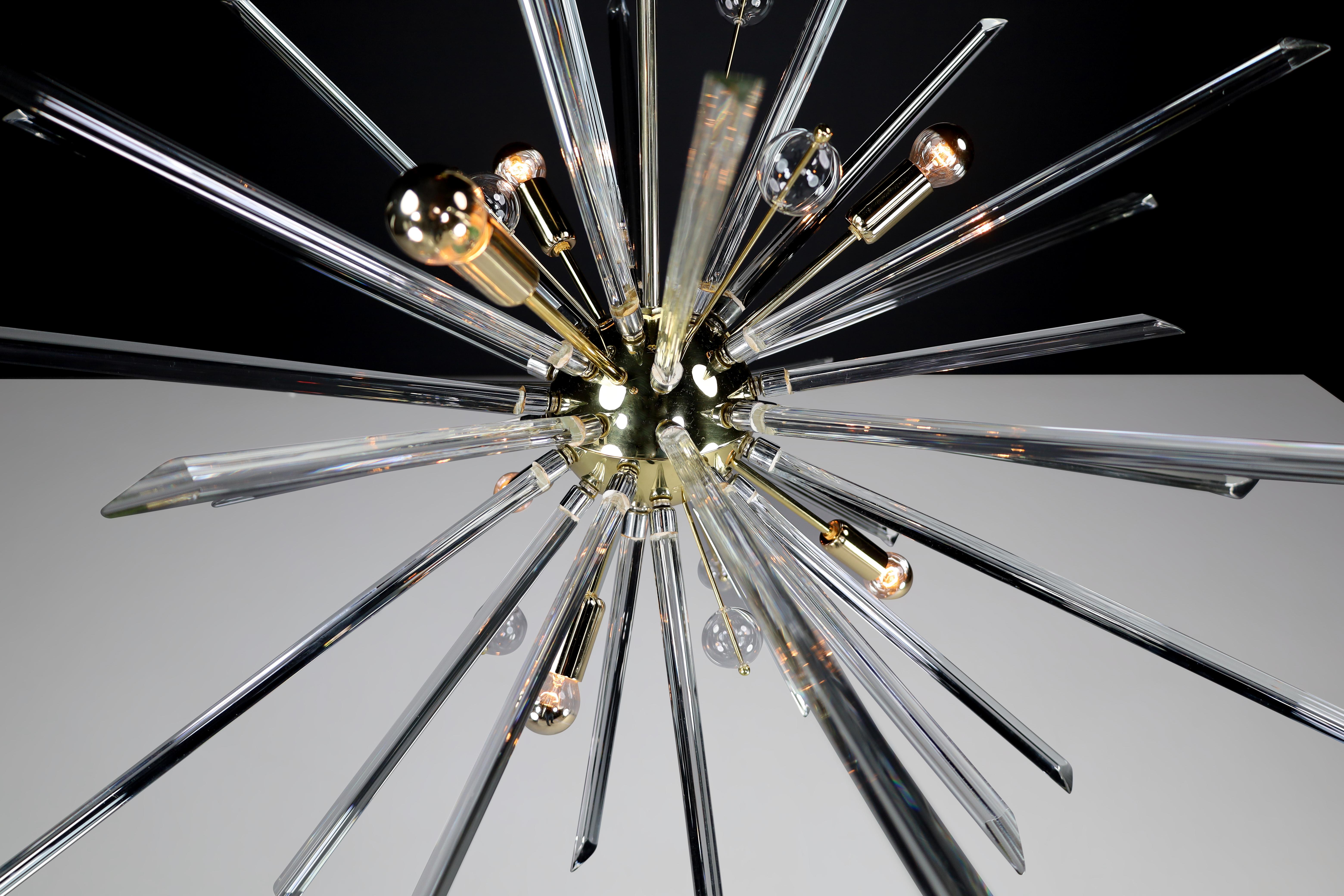  Extremely Large Brass Sputnik Chandelier Designed in the Czech Republic 1960s For Sale 1