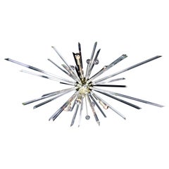 Lustre Spoutnik extrêmement grand en laiton conçu en République tchèque dans les années 1960