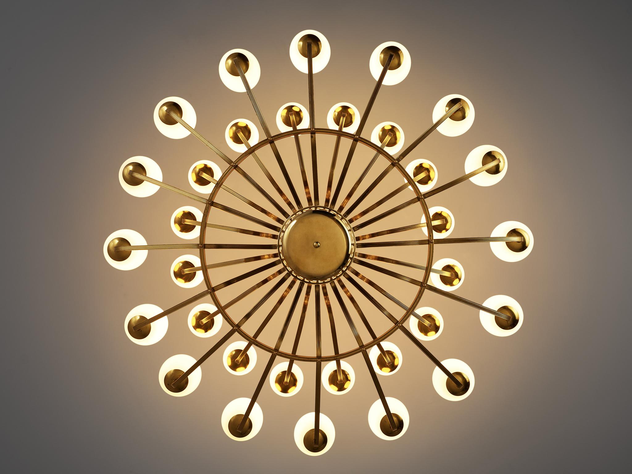 Extremely Large Chandelier in Brass and Art-Glass Spheres 4