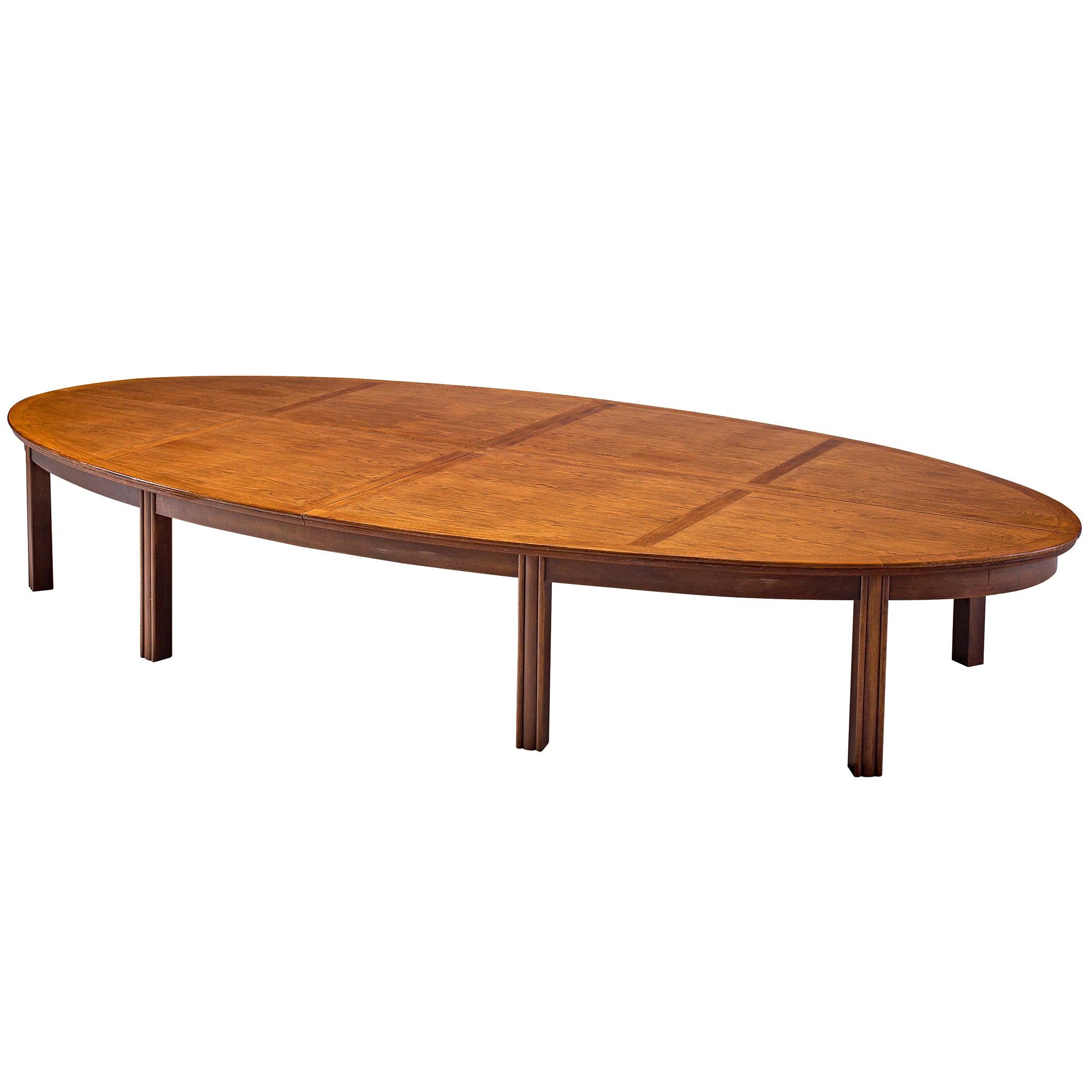 Extremely Large Dutch Dining Table in Stained Oak