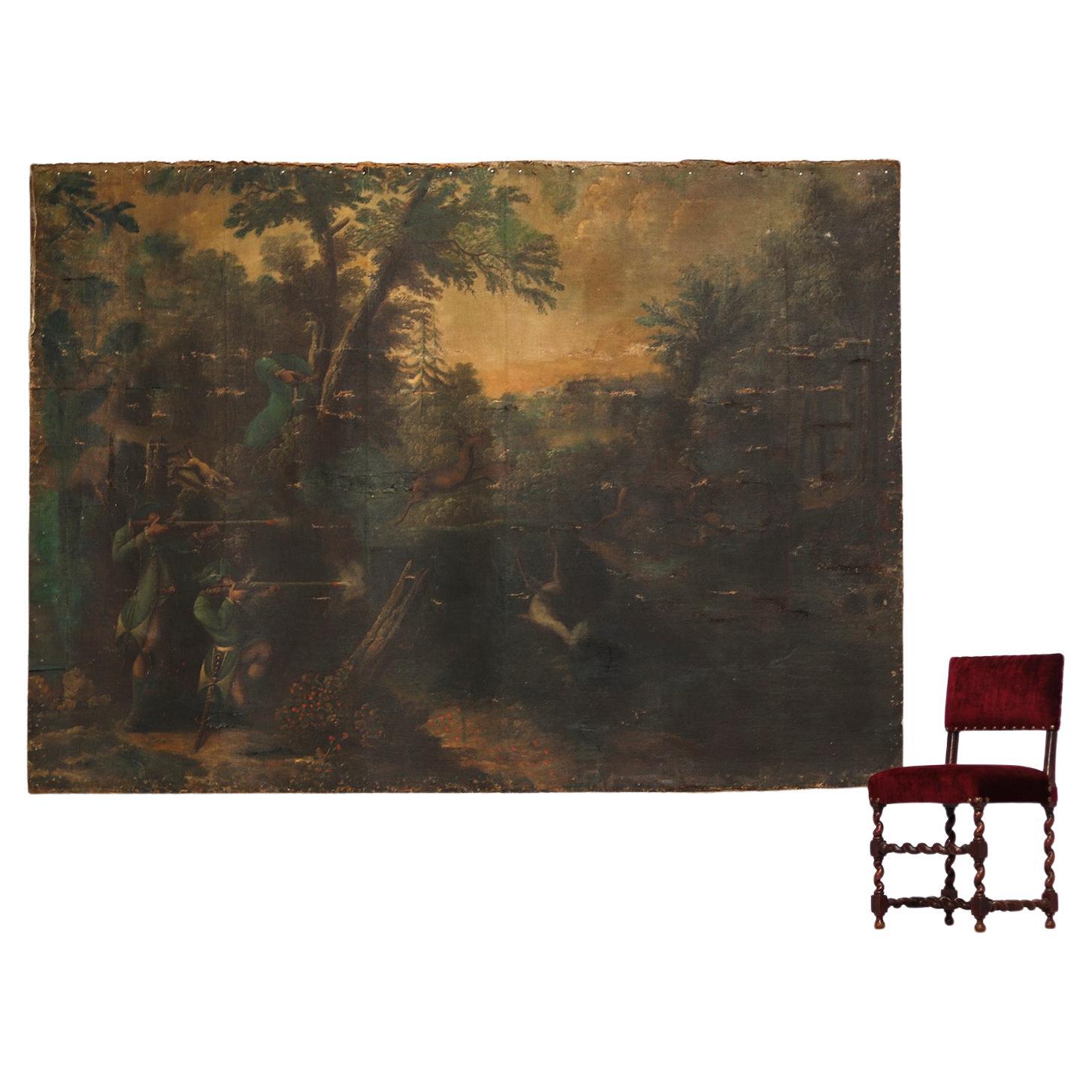 Extremely Large Monumental Wall Painting, 19th Century