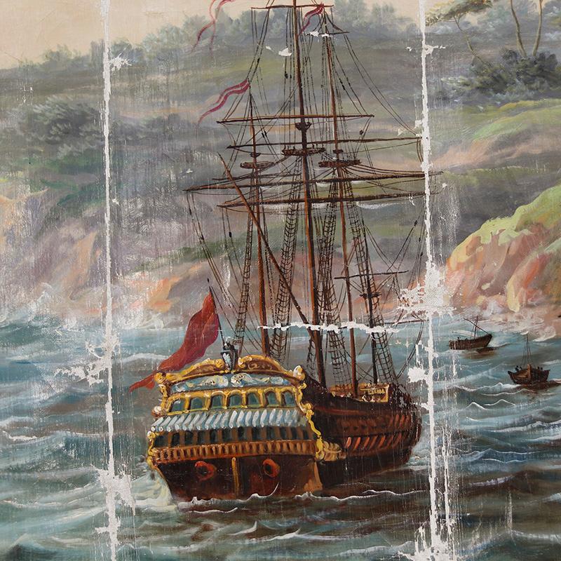 Extremely Large Monumental Wall Painting of Monaco, 19th Century en vente 1