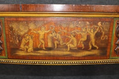 Extremely Large Satinwood Adams Painted Decorated Demilune Console Sideboard