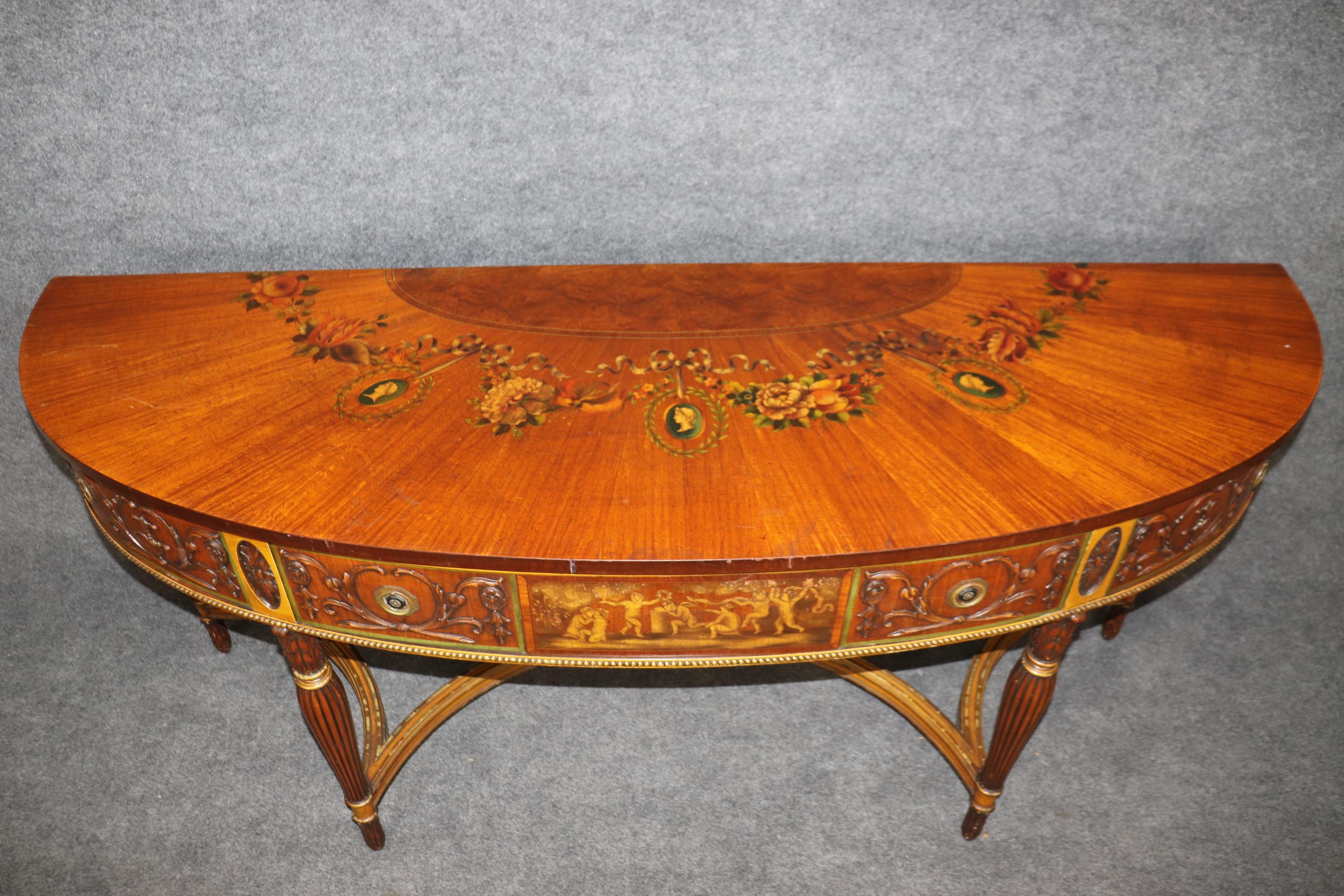 Style Adam Enfilade Demilune extrêmement grand en bois de citronnier peint par Adams en vente