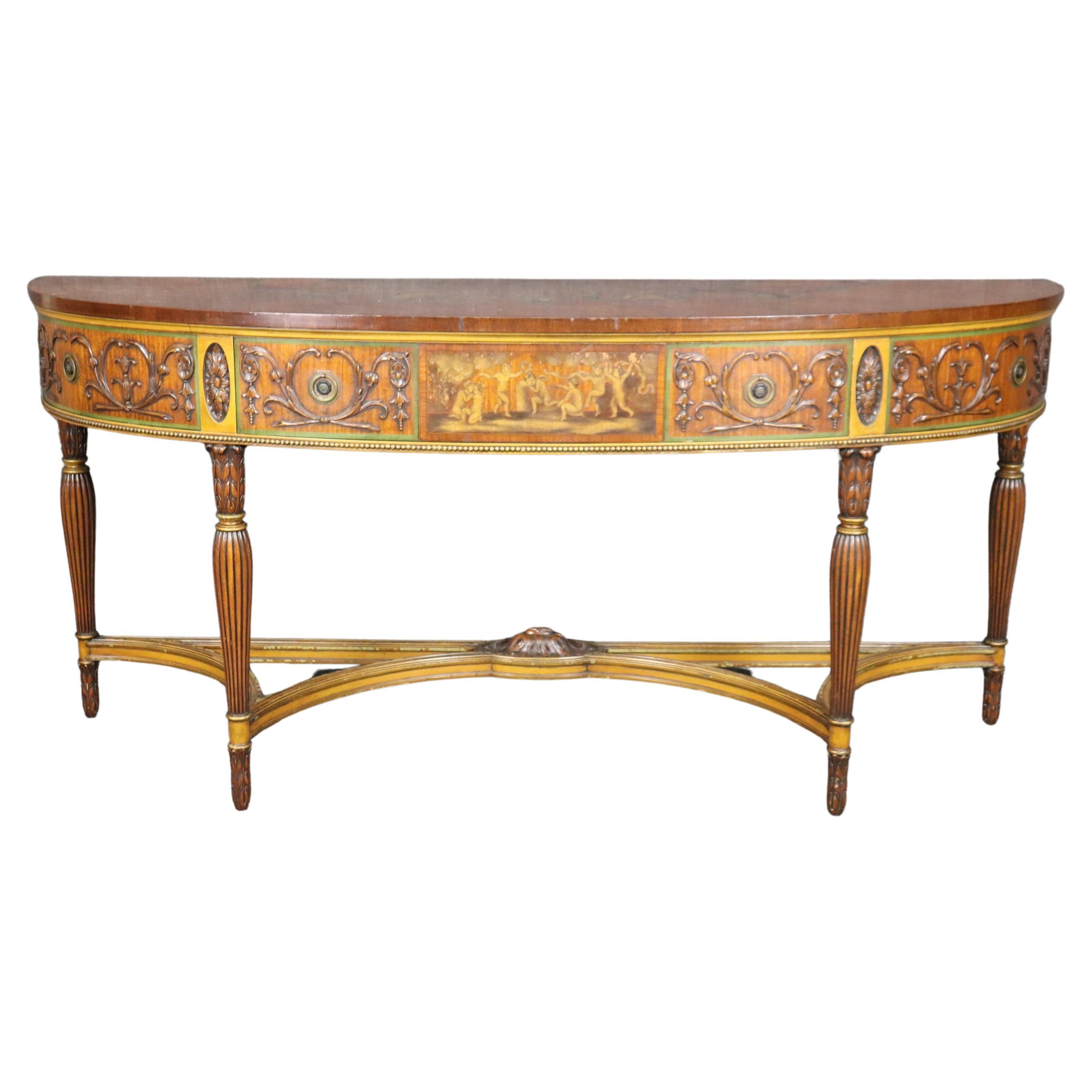 Enfilade Demilune extrêmement grand en bois de citronnier peint par Adams en vente