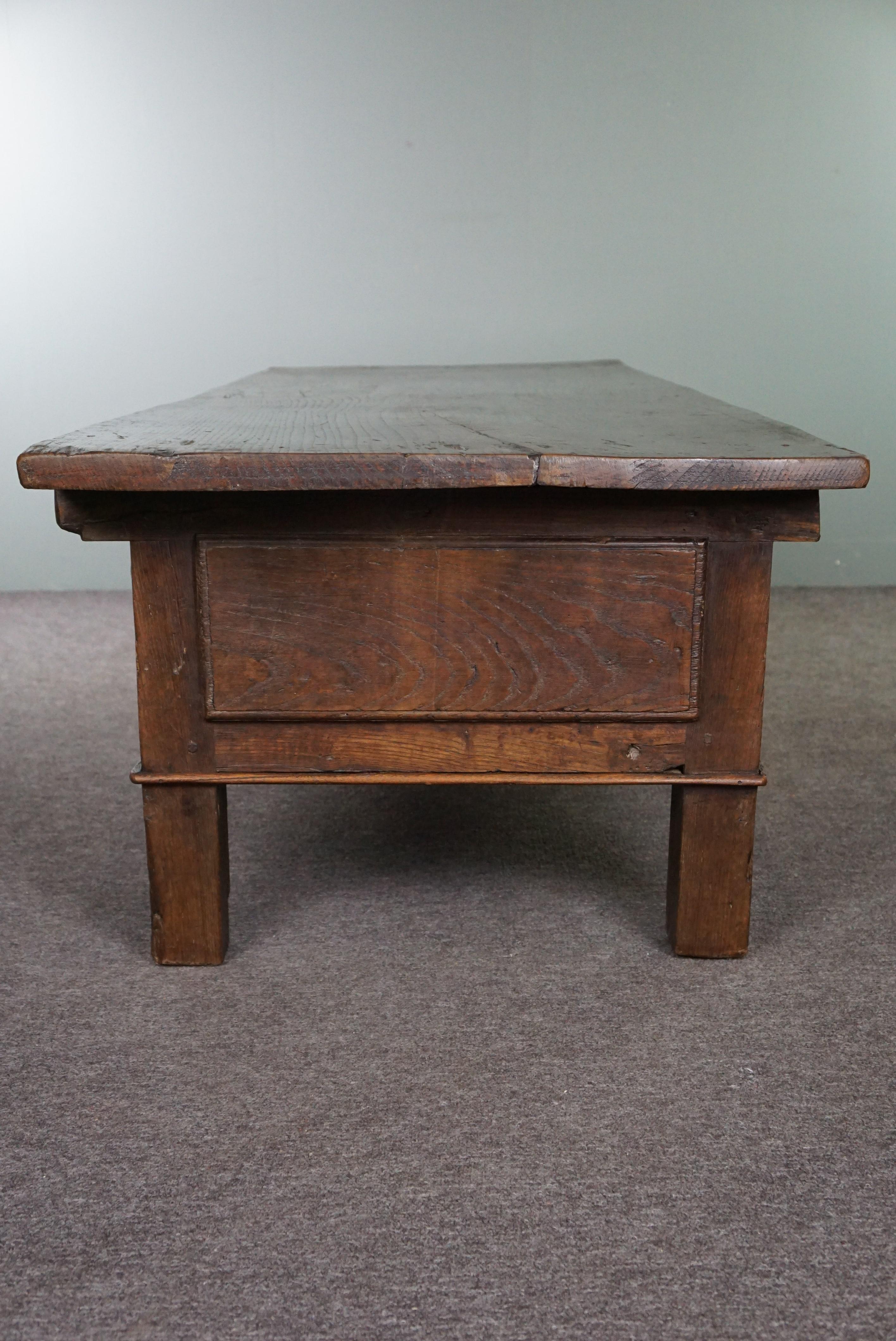 Wood Extremely long antique French coffee table from the early 1800s For Sale