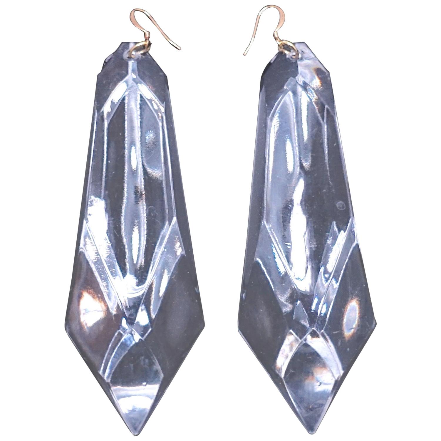 Extremely Long Kenneth Lane Clear Lucite 4-7/8��” Pierced Earrings