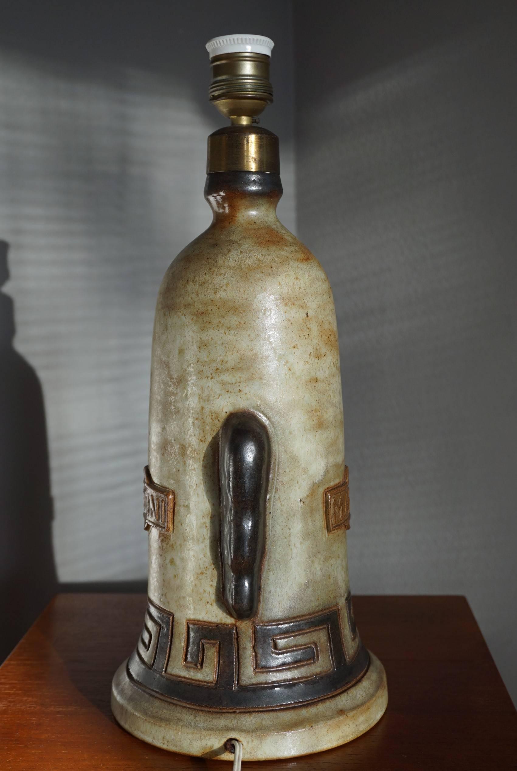 European Extremely Rare & Mint Condition Ceramic / Earthenware Martini Bottle Table Lamp For Sale