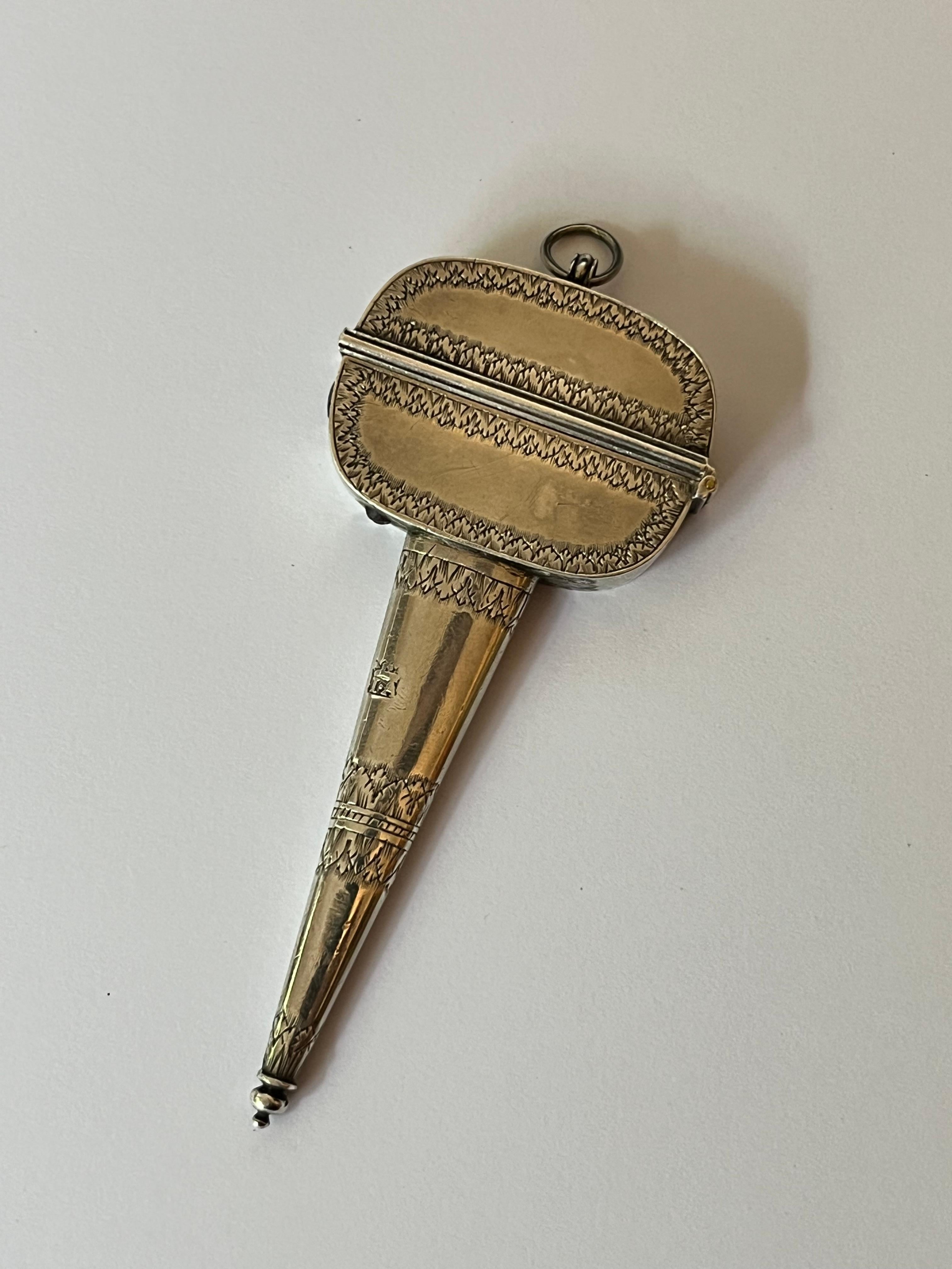 English Extremely Rare 17th Century Charles II Sterling Silver Scissors Case c.1670-80
