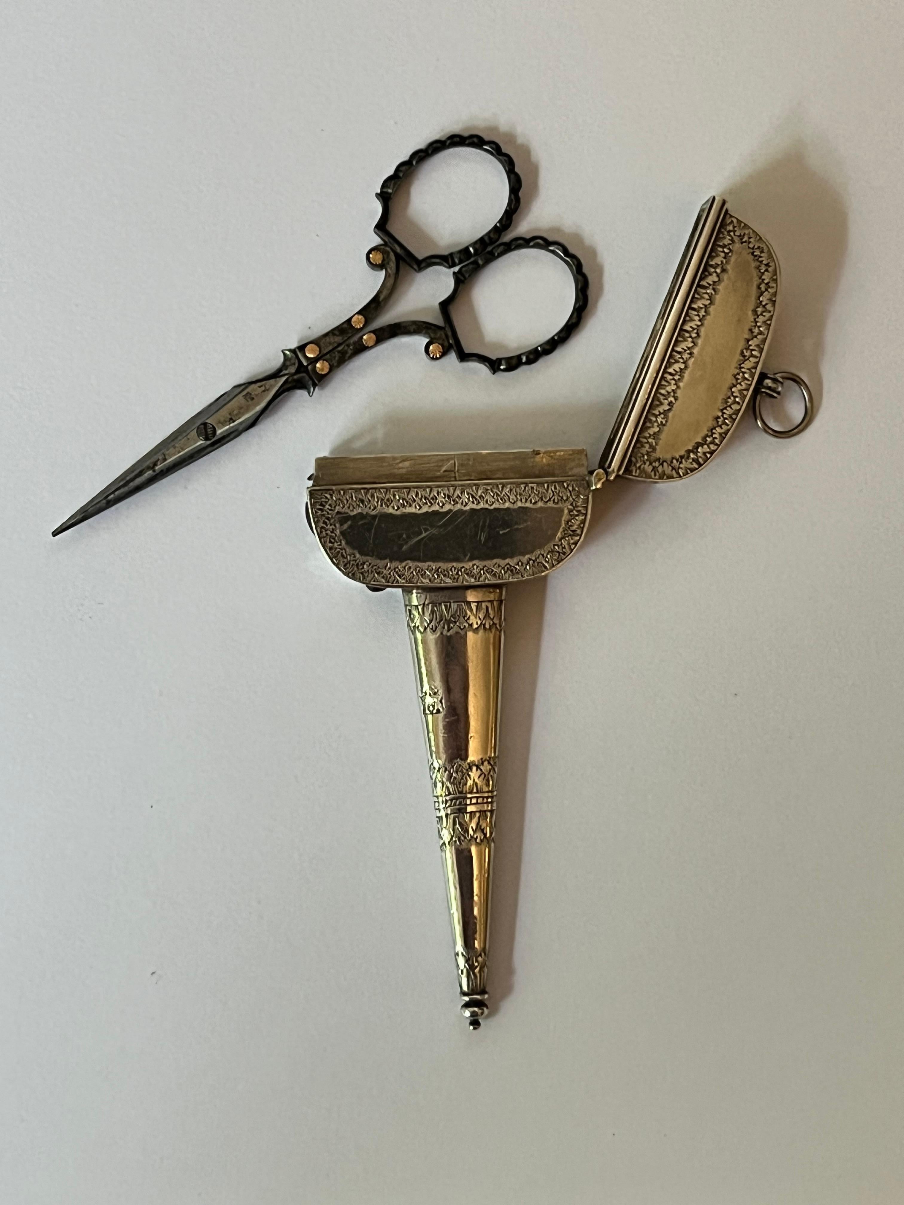 Extremely Rare 17th Century Charles II Sterling Silver Scissors Case c.1670-80 2