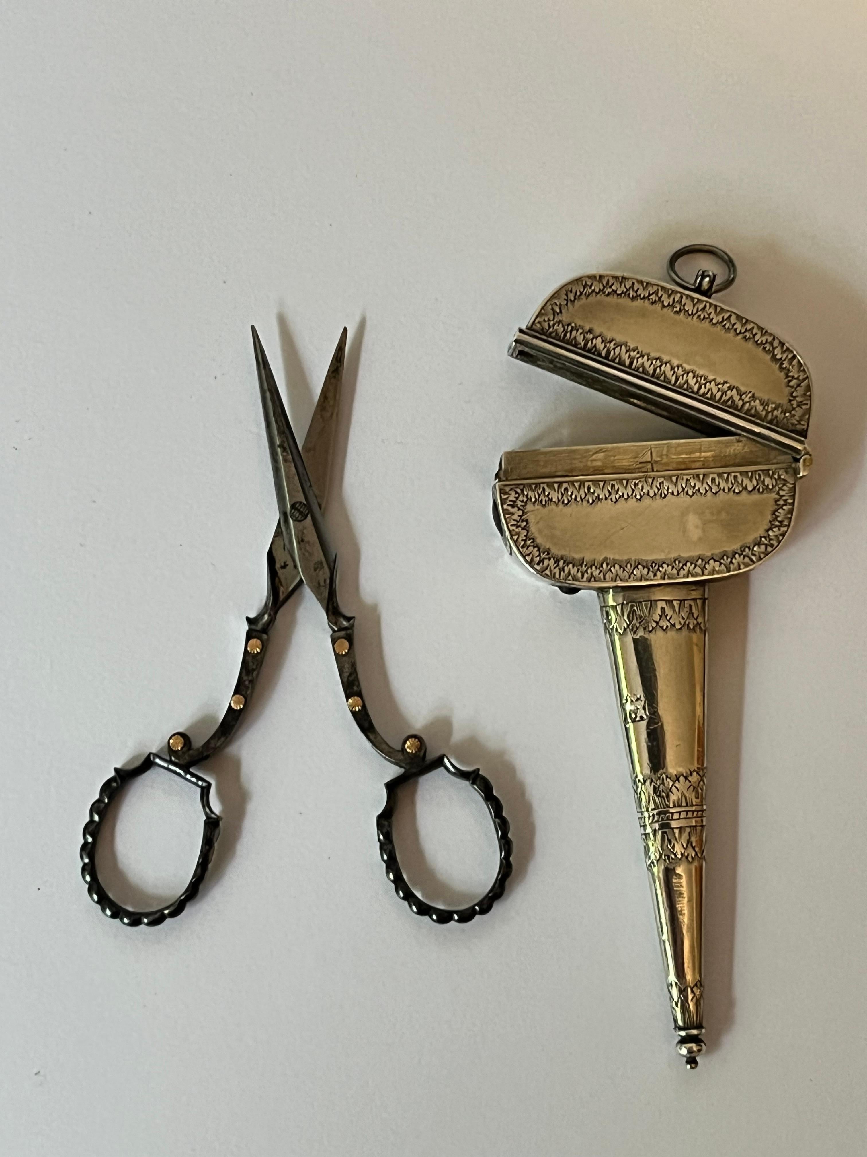 Extremely Rare 17th Century Charles II Sterling Silver Scissors Case c.1670-80 3