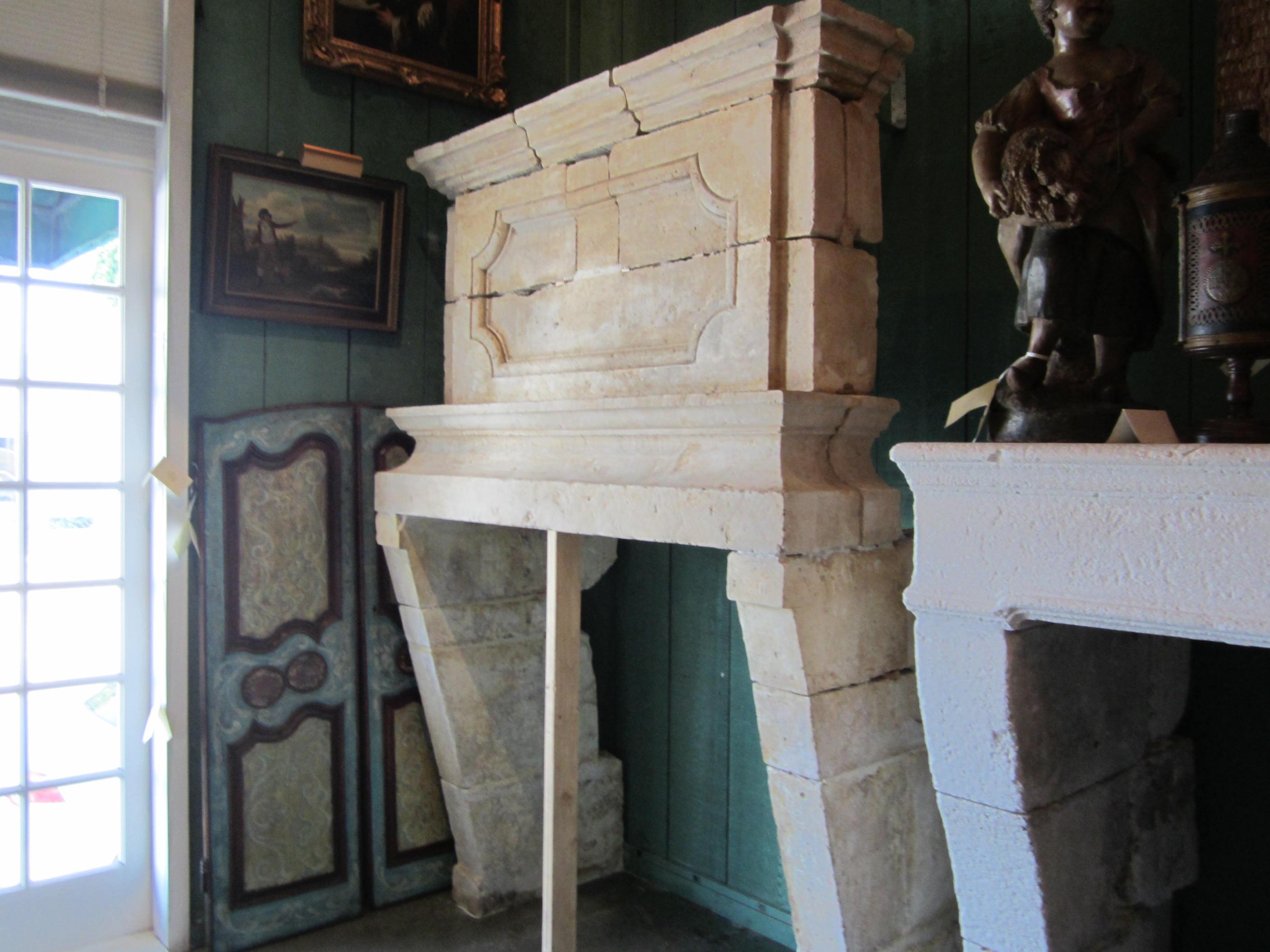 17th Century Large Mantle Louis XIII Chateau Hand Carved Stone Antique