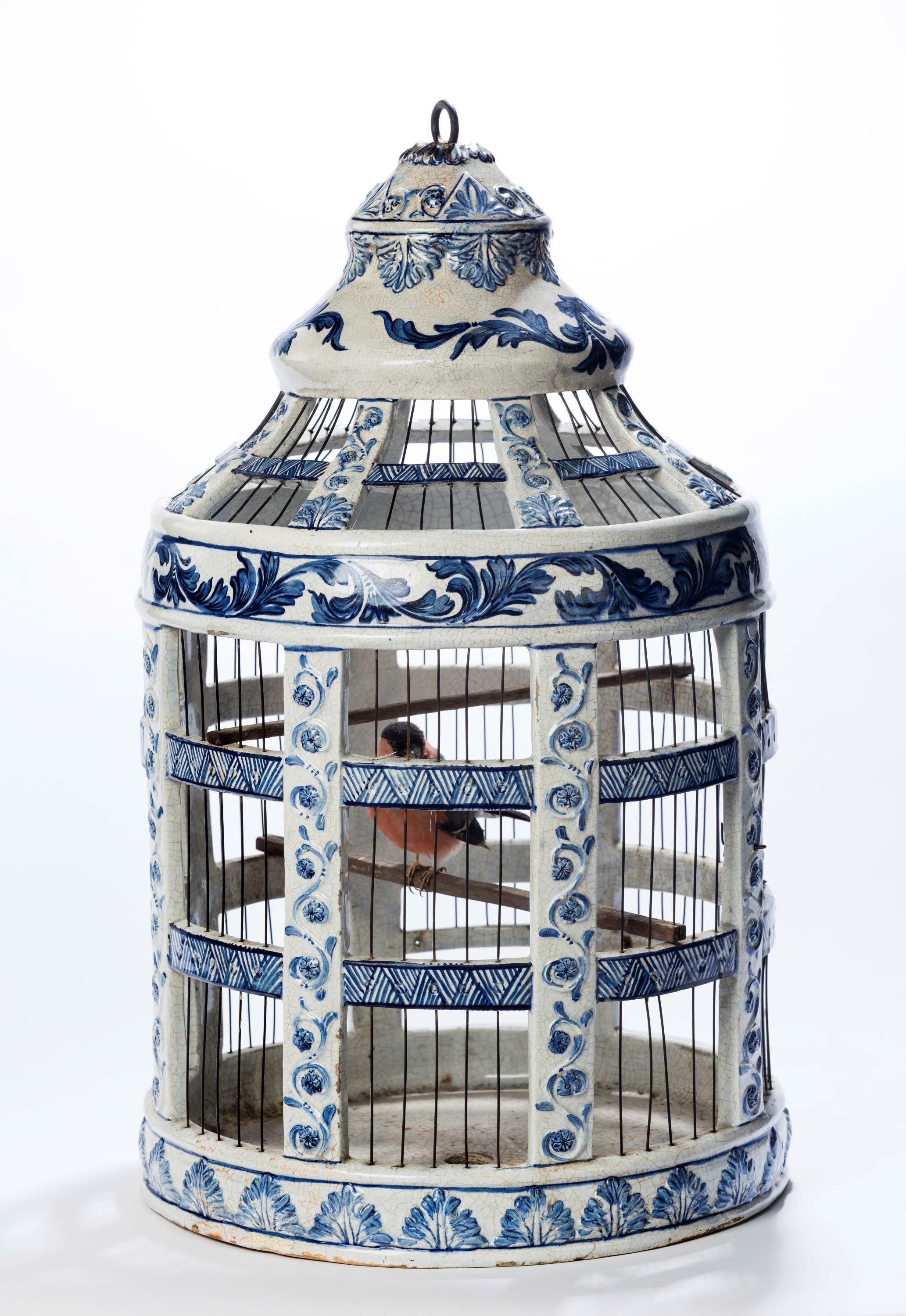 English Extremely Rare 18th Century Dutch, Delft, Blue and White Birdcage