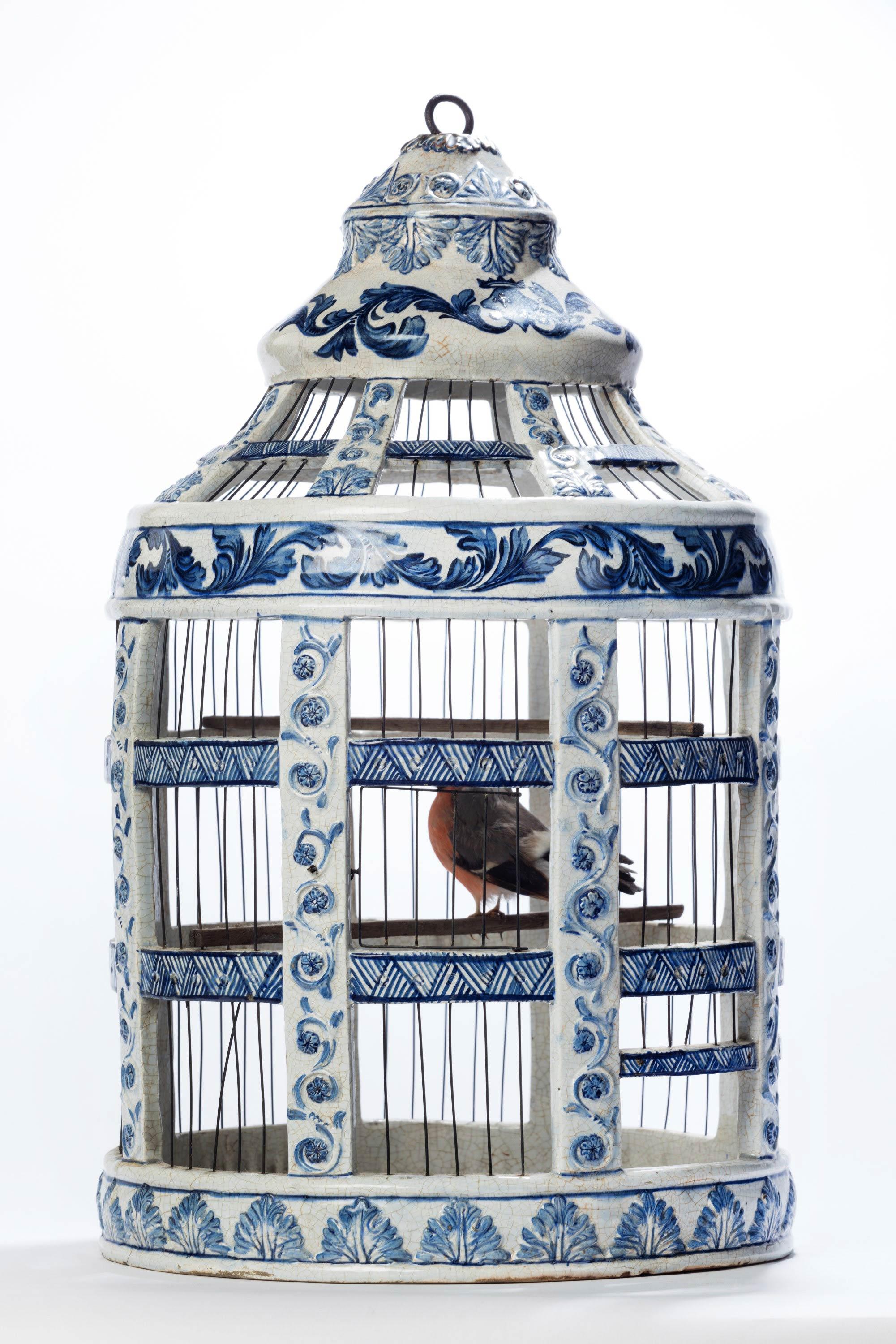 Extremely Rare 18th Century Dutch, Delft, Blue and White Birdcage 1