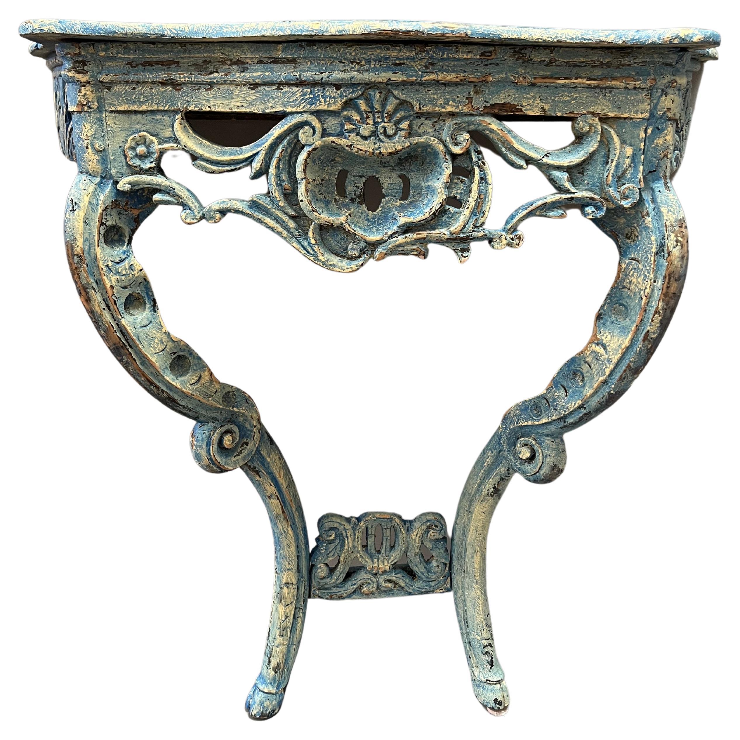 Rarissime table console provinciale française de style Régence du XVIIIe siècle en vente