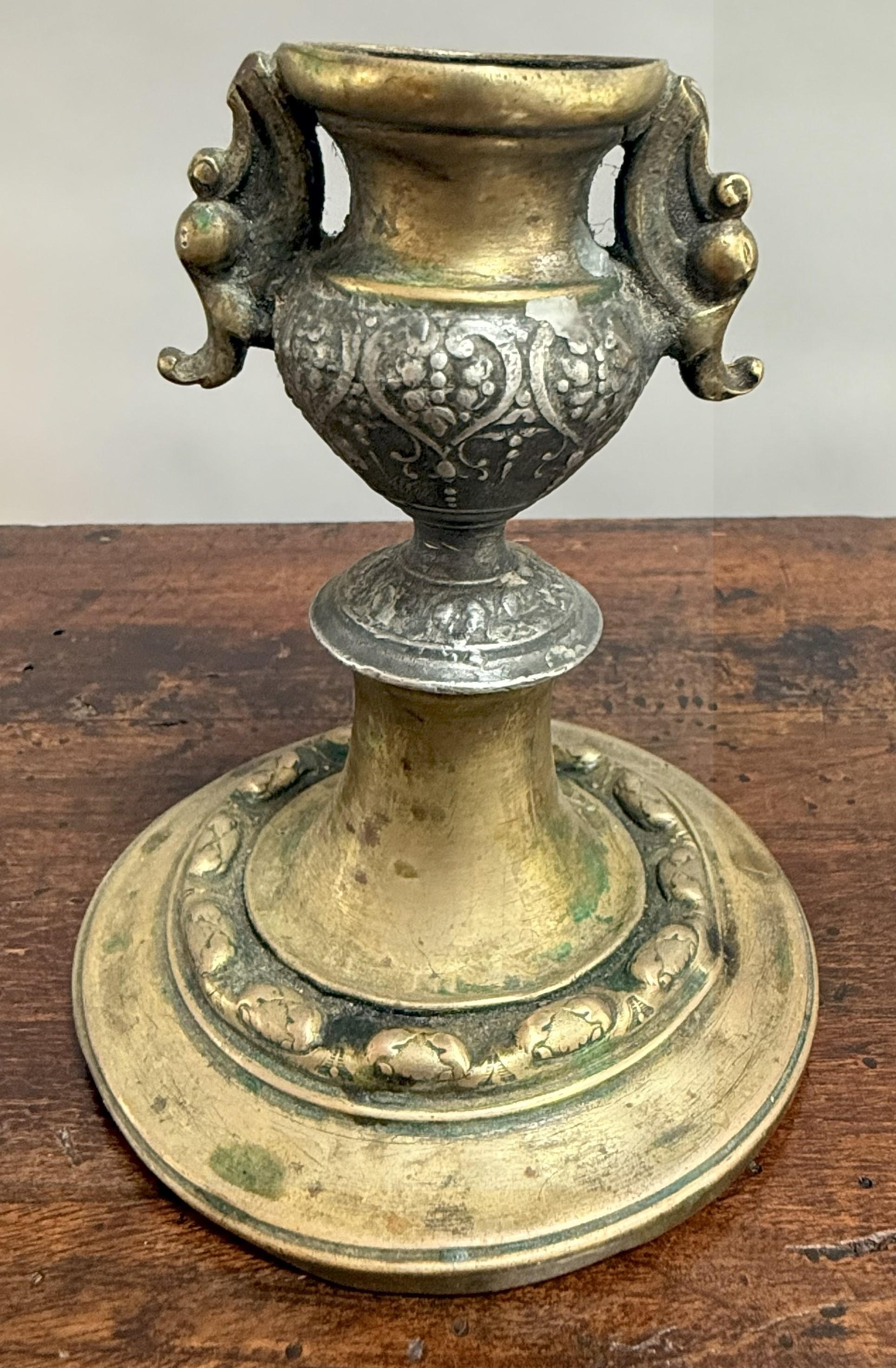 Cast Extremely Rare 18th Century Spanish Colonial Candlestick For Sale
