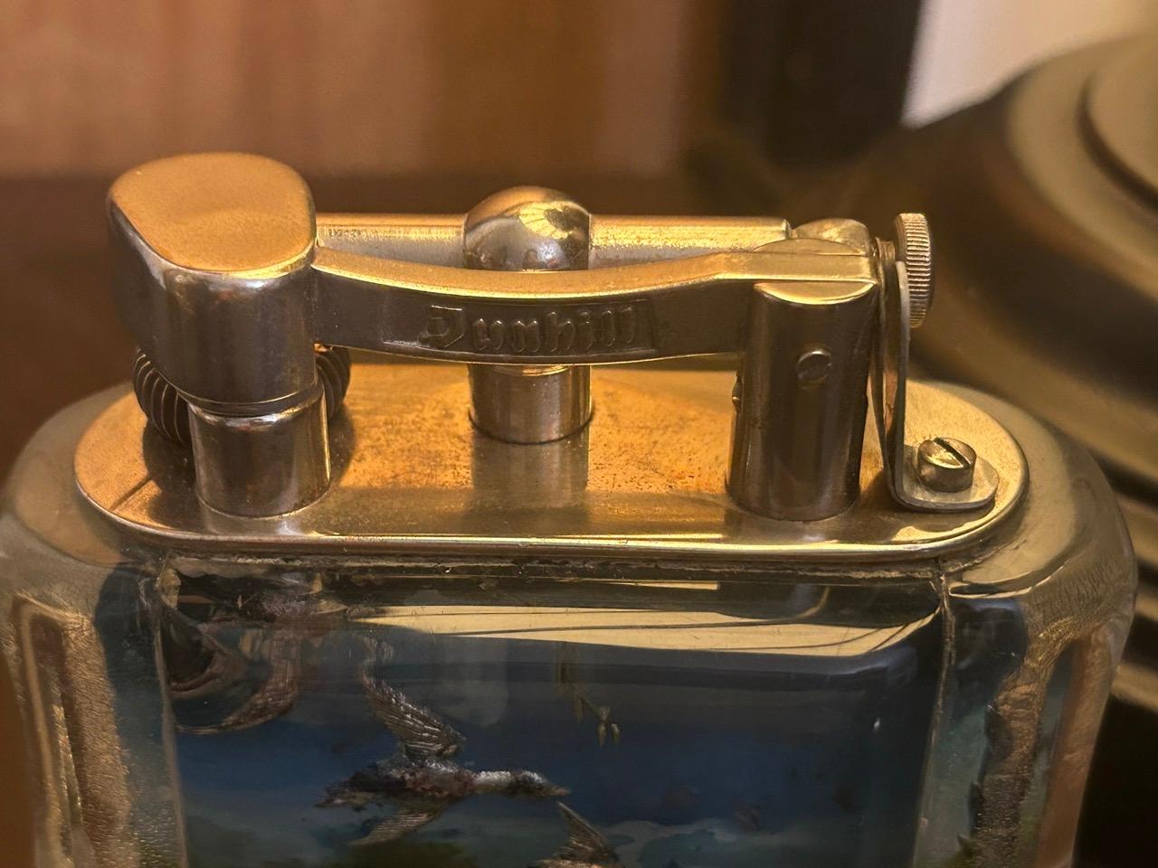 English Extremely Rare 1950s Dunhill Aviary, Non Aquarium, Half-Giant Lighter  For Sale