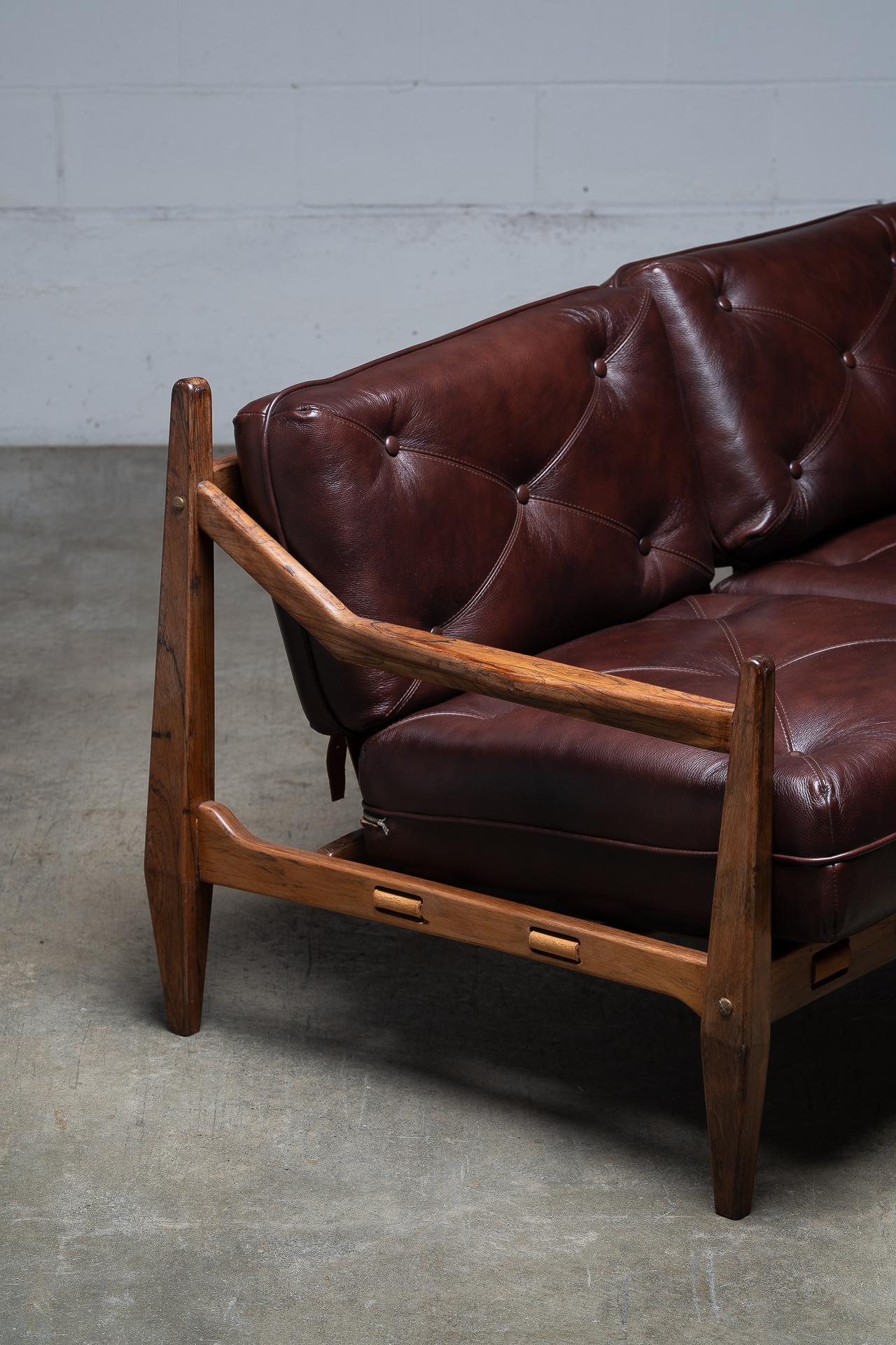Extremely Rare 1960s “Saci” Sofa by Jean Gillon for WoodArt in Solid Jacaranda In Excellent Condition For Sale In Victoria, BC