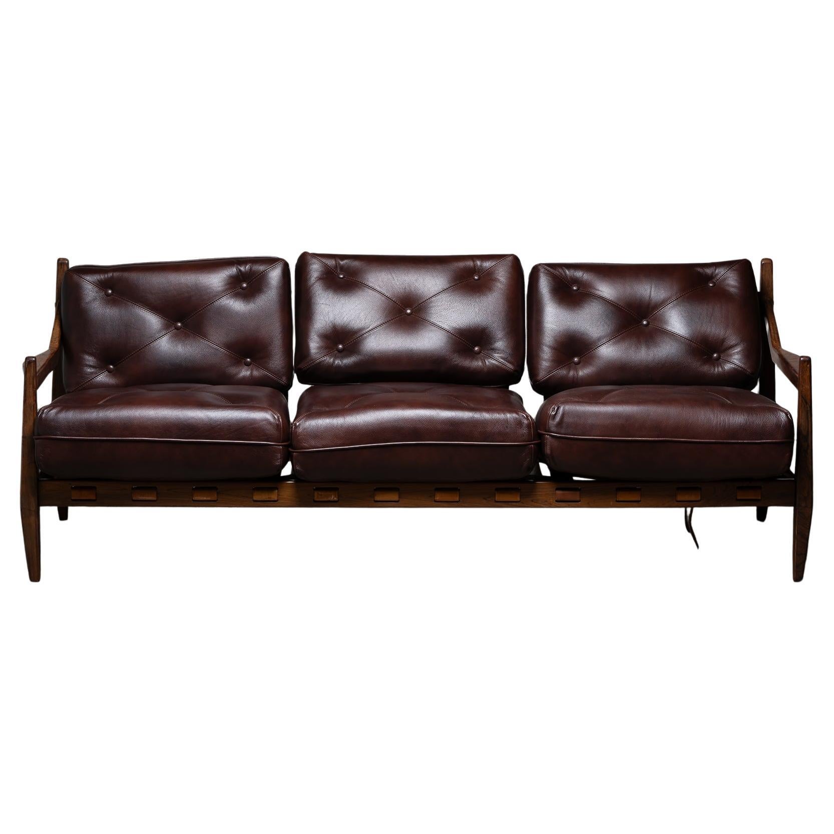 Extremely Rare 1960s “Saci” Sofa by Jean Gillon for WoodArt in Solid Jacaranda