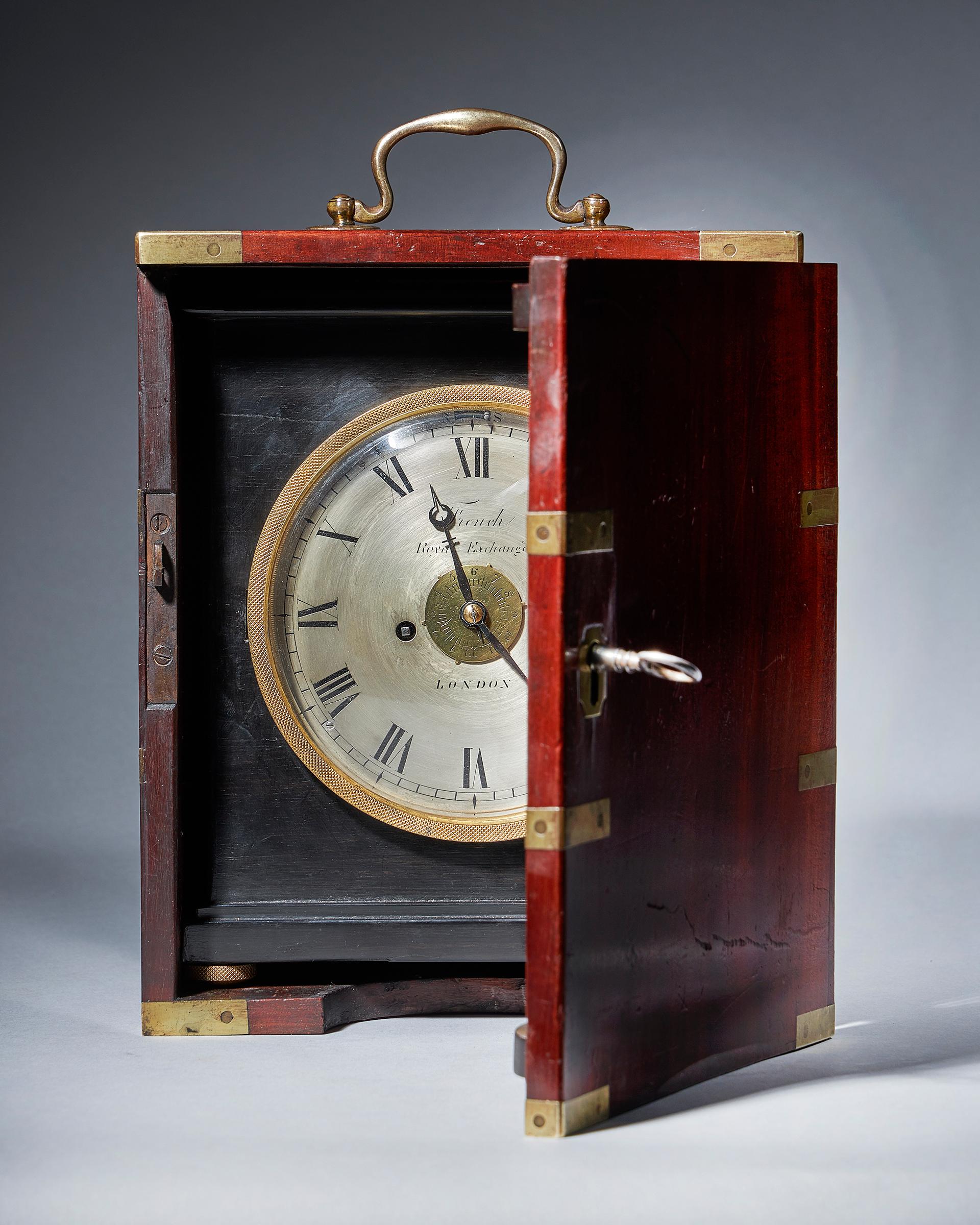 Regency Extremely Rare 19th Century Traveling Clock Signed French Royal Exchange, London