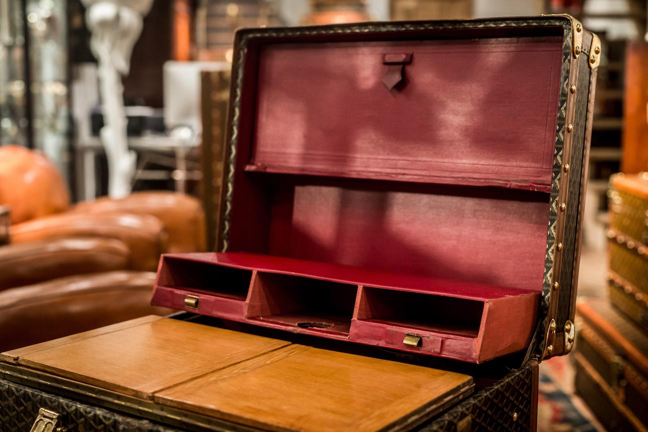 Brass Extremely Rare, 20th Century Arthur Conan Doyle Goyard Desk Trunk For Sale