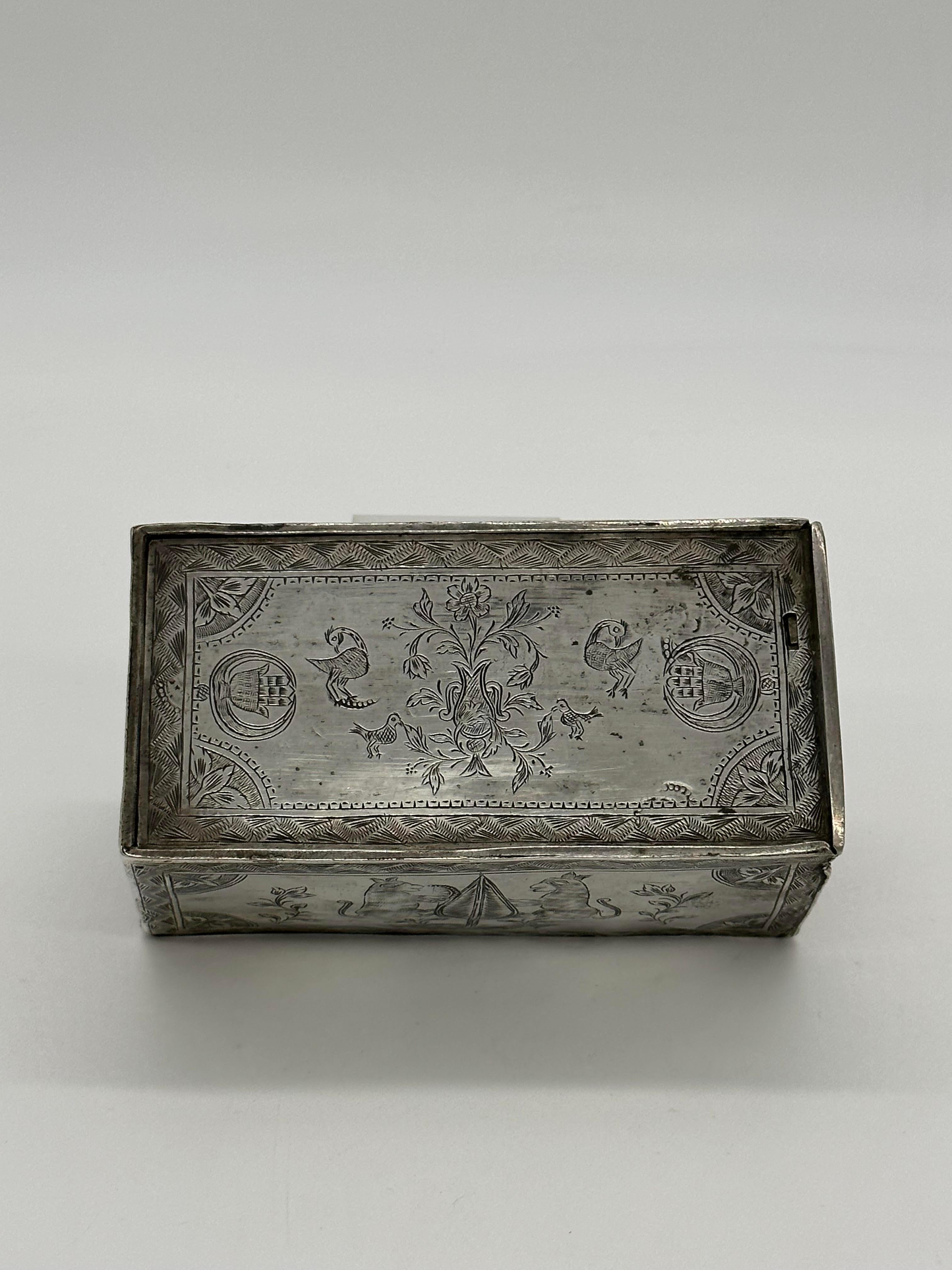 extremely rare Algerian Judaica silver, jewish Dowry box early 19th century For Sale 3