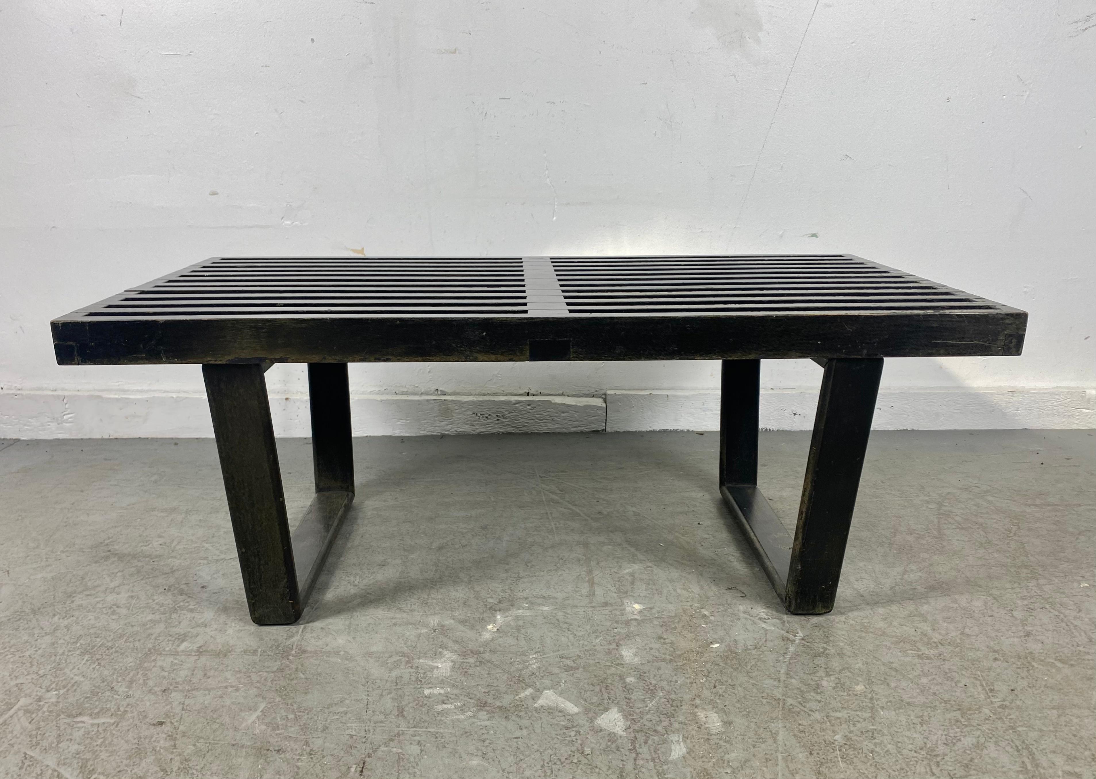 Extremely Rare and Early Ebonized Slat Bench, George Nelson / Herman Miller 4