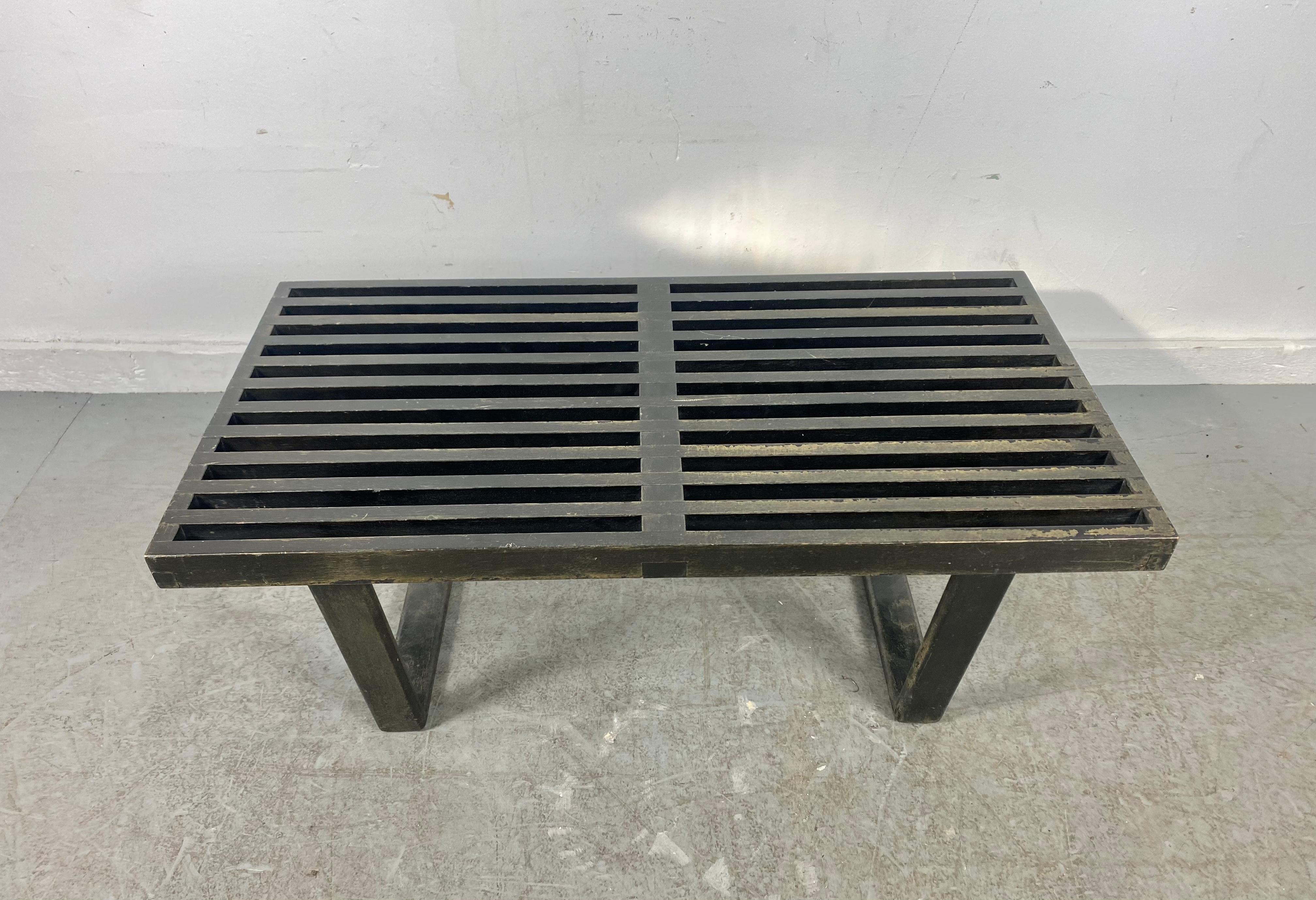 Extremely Rare and Early Ebonized Slat Bench, George Nelson / Herman Miller 5