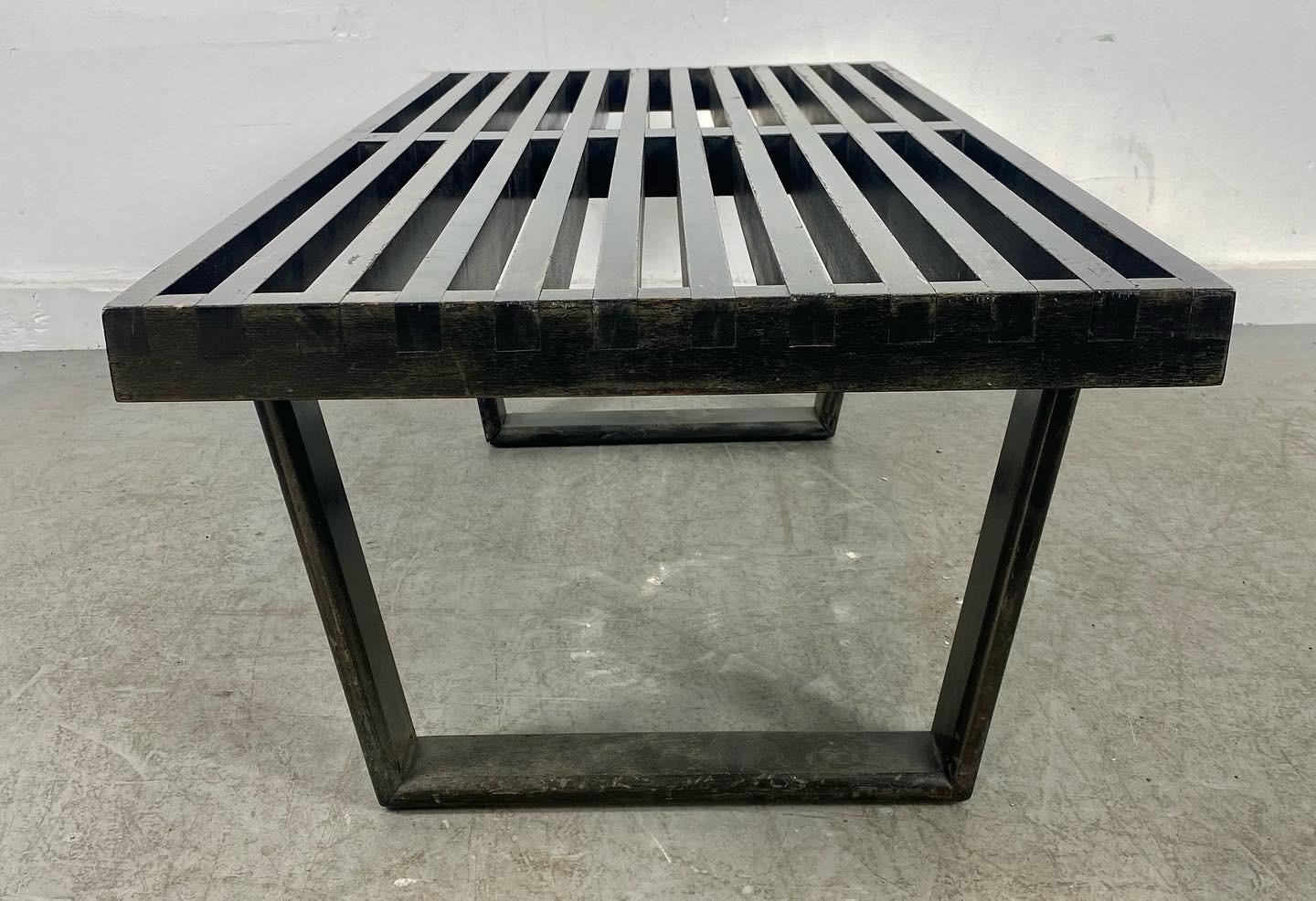 Mid-20th Century Extremely Rare and Early Ebonized Slat Bench, George Nelson / Herman Miller