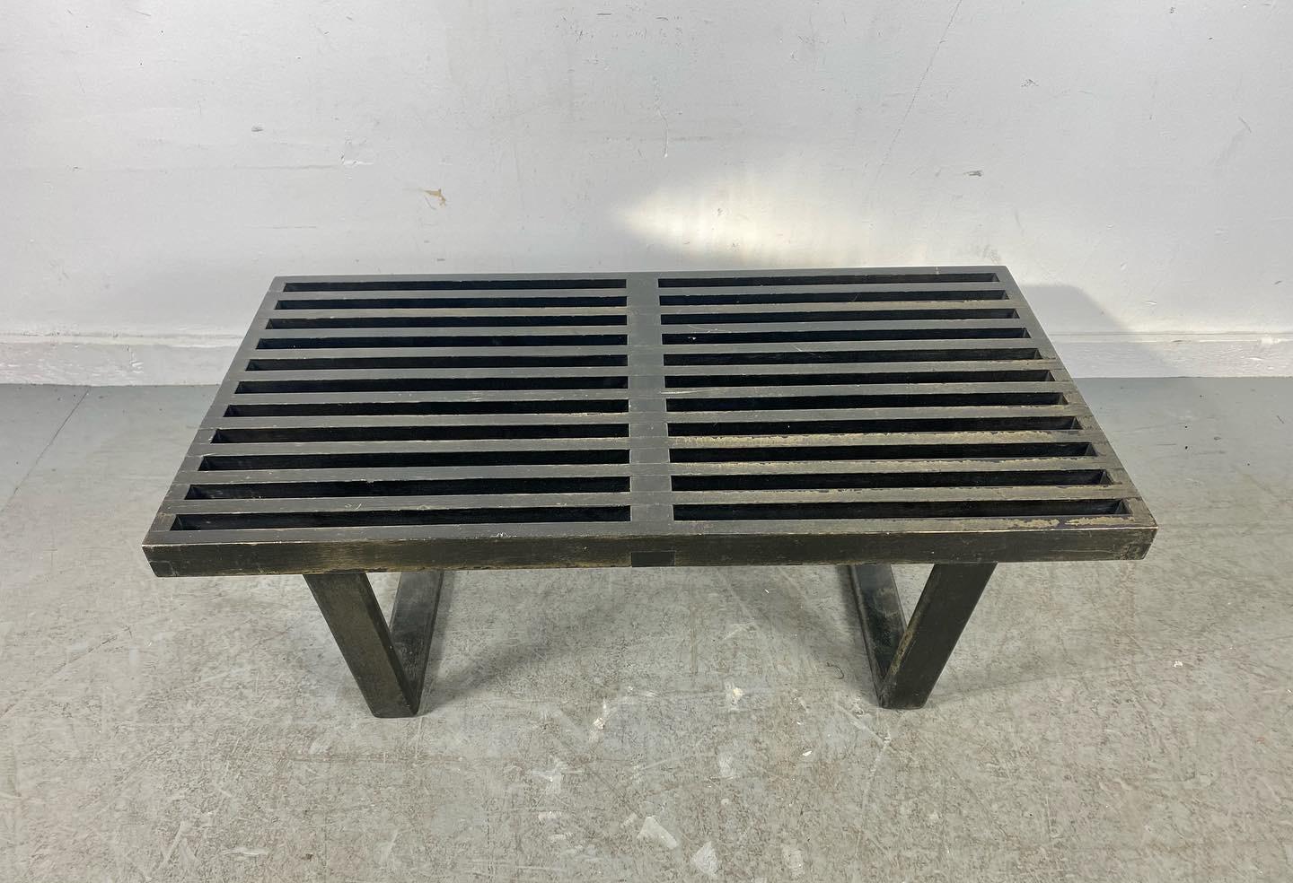Wood Extremely Rare and Early Ebonized Slat Bench, George Nelson / Herman Miller