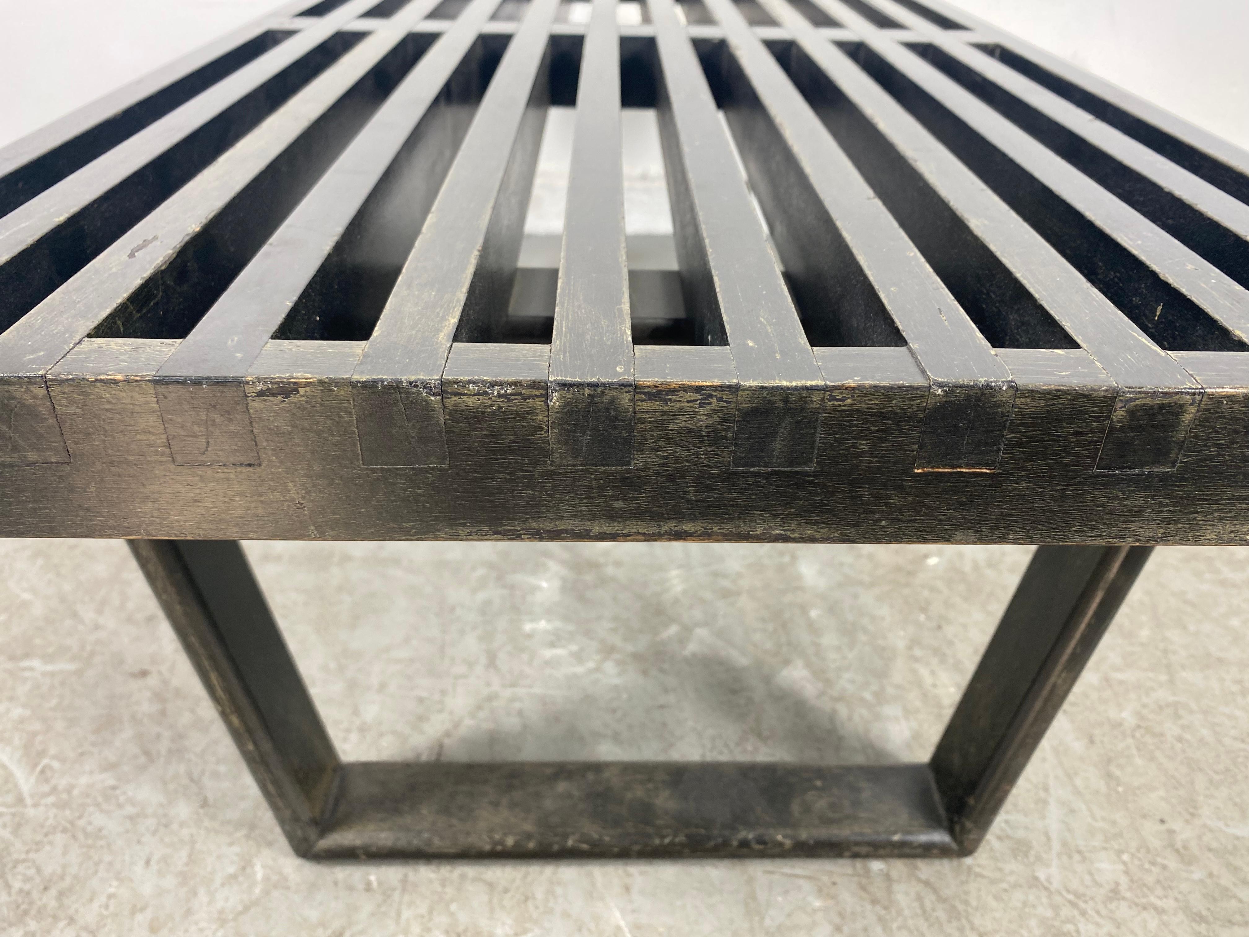Extremely Rare and Early Ebonized Slat Bench, George Nelson / Herman Miller 1
