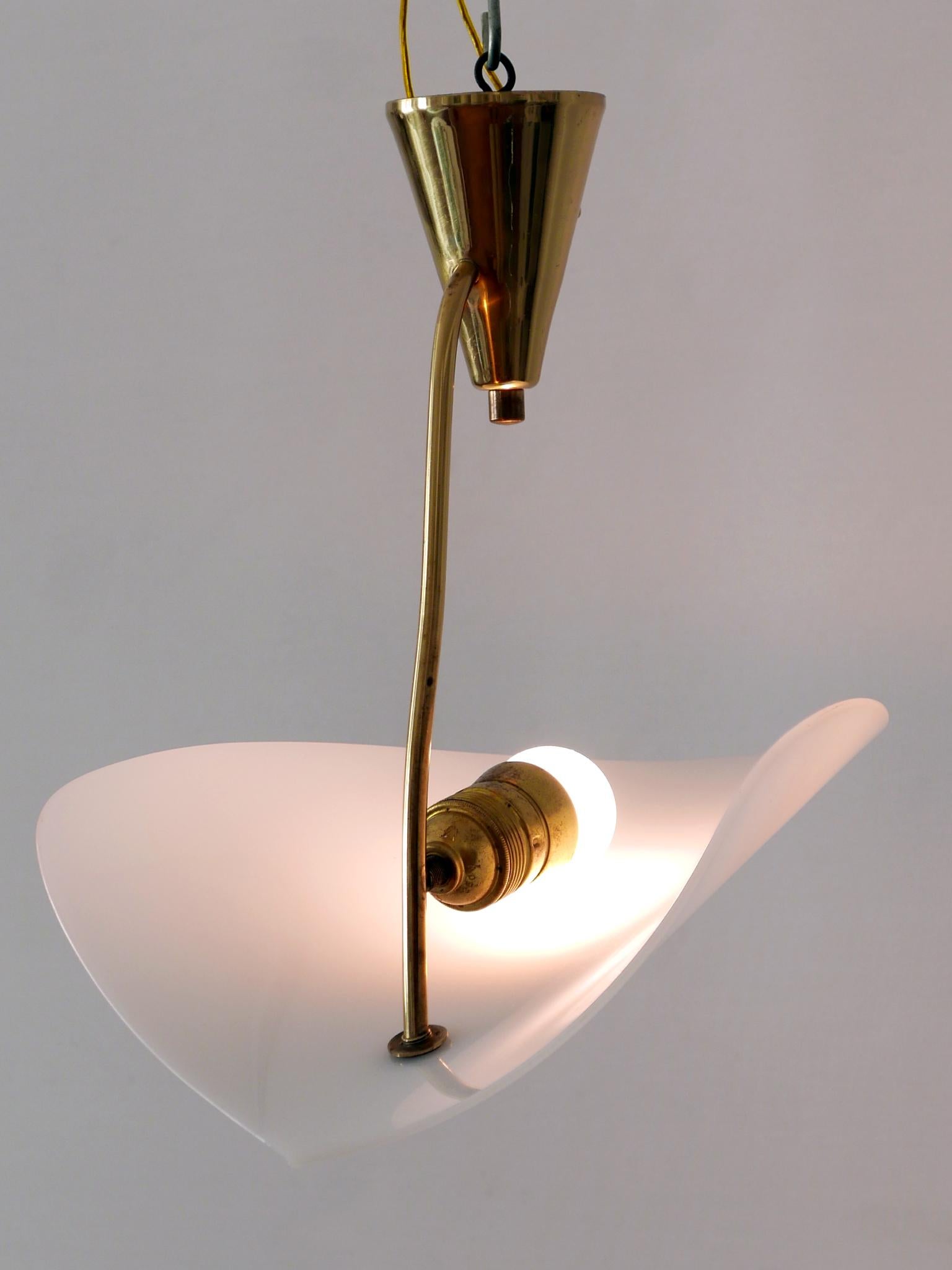 Extremely Rare and Elegant Lucite & Brass Ceiling Lamp Germany 1960s For Sale 9