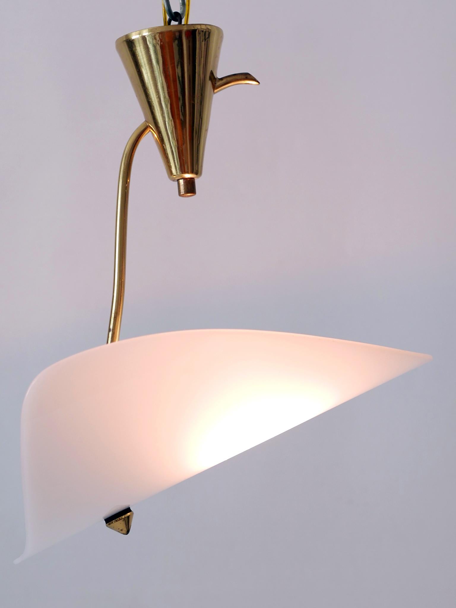 Mid-Century Modern Extremely Rare and Elegant Lucite & Brass Ceiling Lamp Germany 1960s For Sale