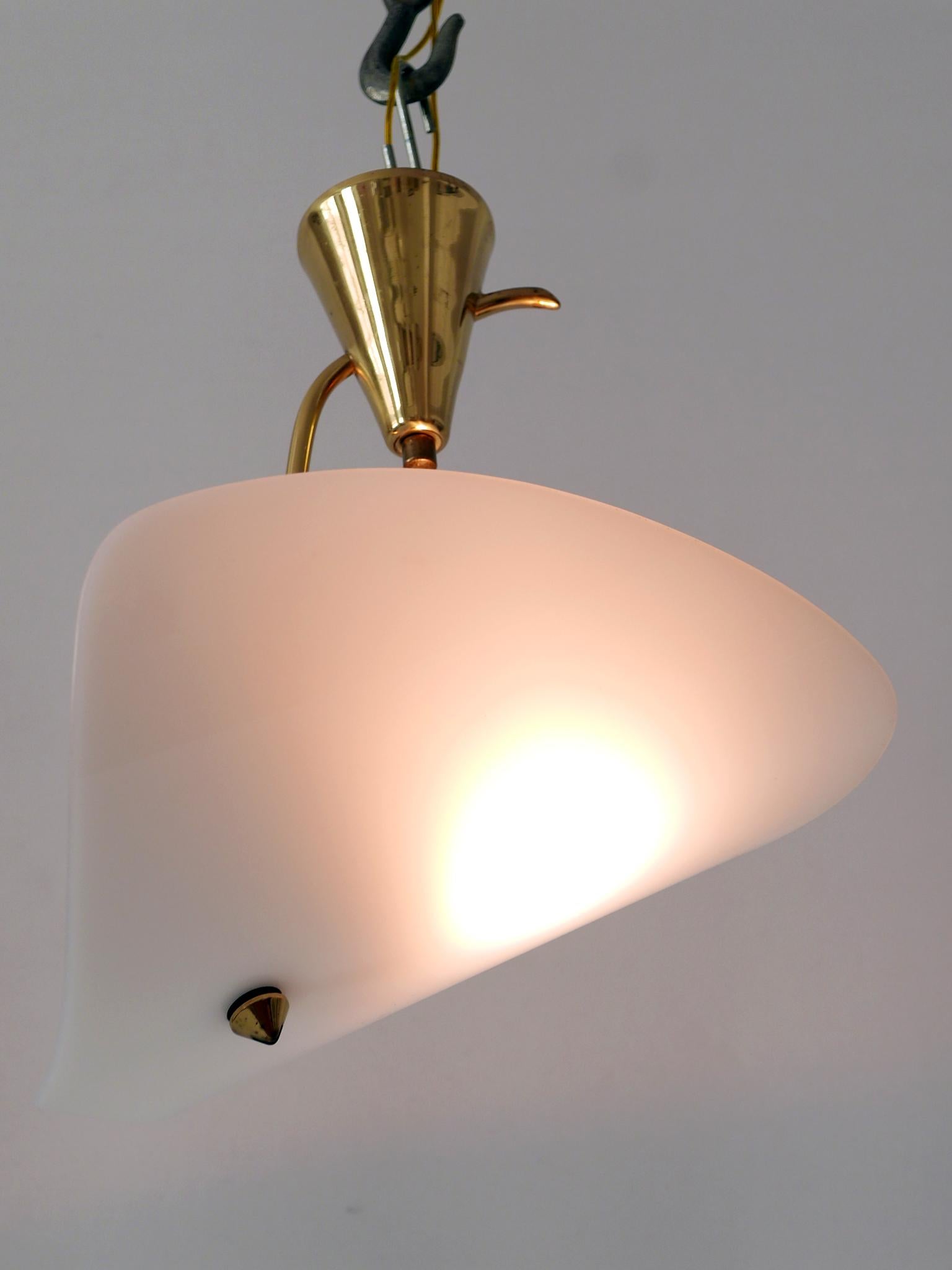 Opaline Glass Extremely Rare and Elegant Lucite & Brass Ceiling Lamp Germany 1960s For Sale